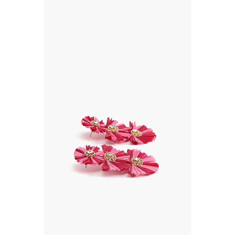 Pink Raffia Earrings