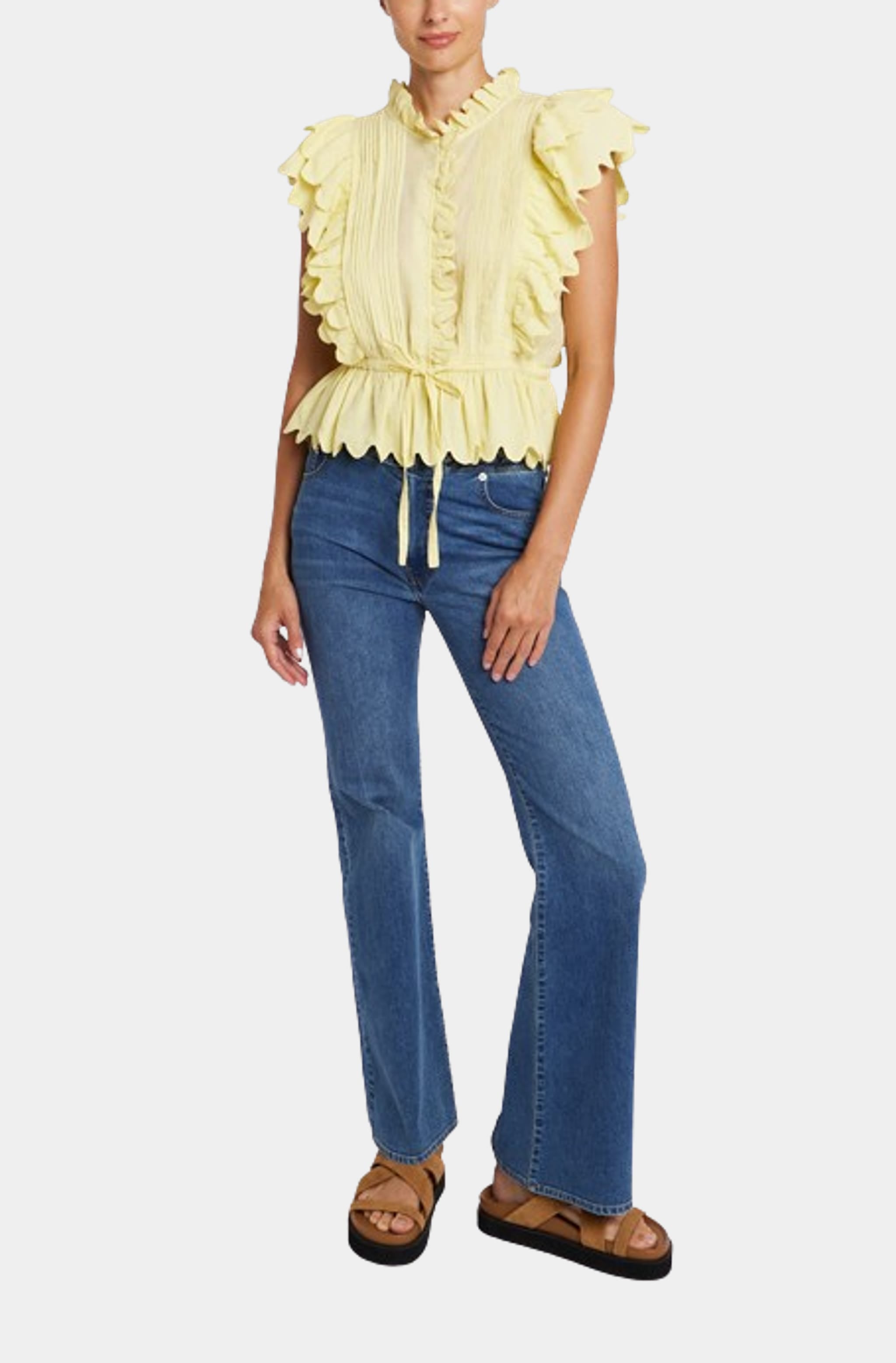 Sleeveless Shoulder Ruffle Top