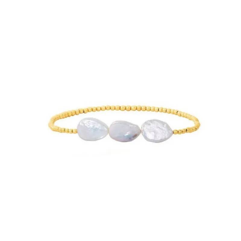 Large Copper Pearl and Gold Beaded Ball Bracelet
