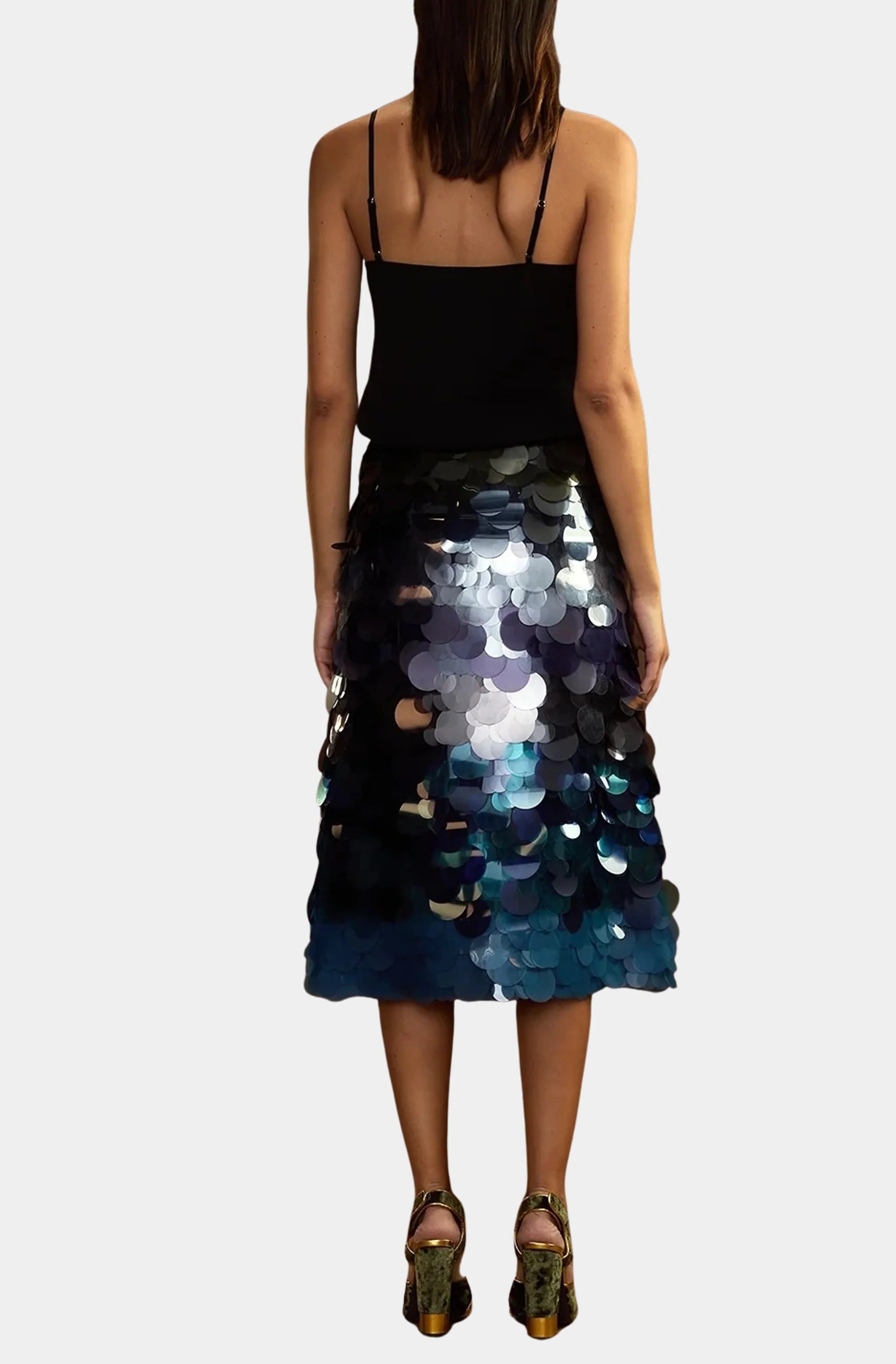 Gradient Paillette Midi Skirt