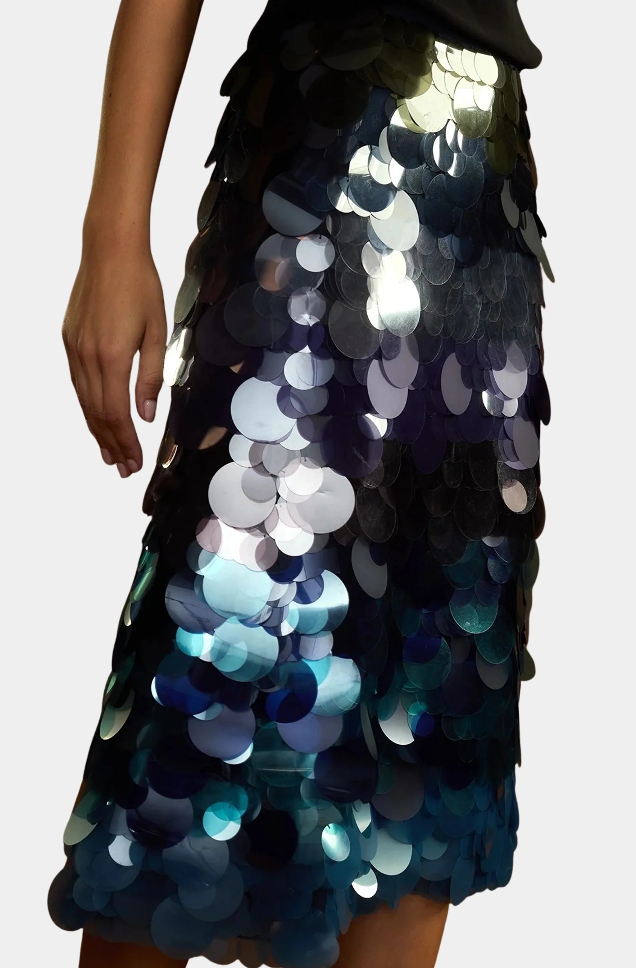 Gradient Paillette Midi Skirt