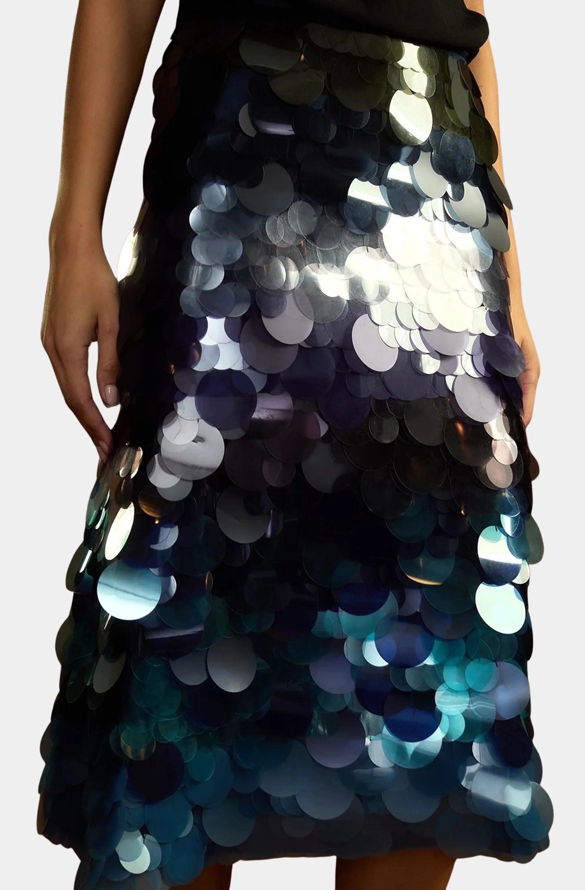 Gradient Paillette Midi Skirt