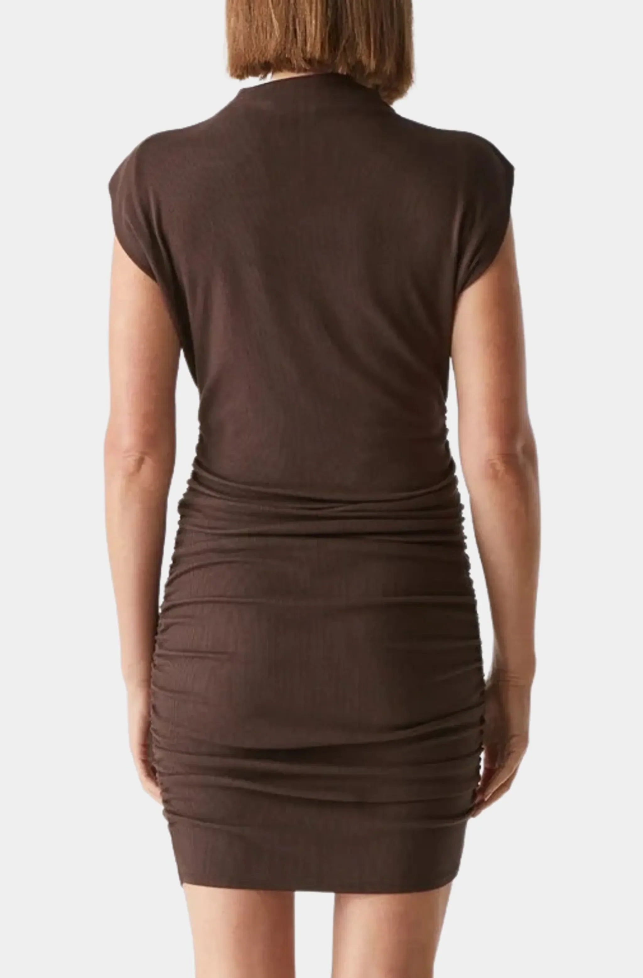 Gia Mock Neck Power Shoulder Dress