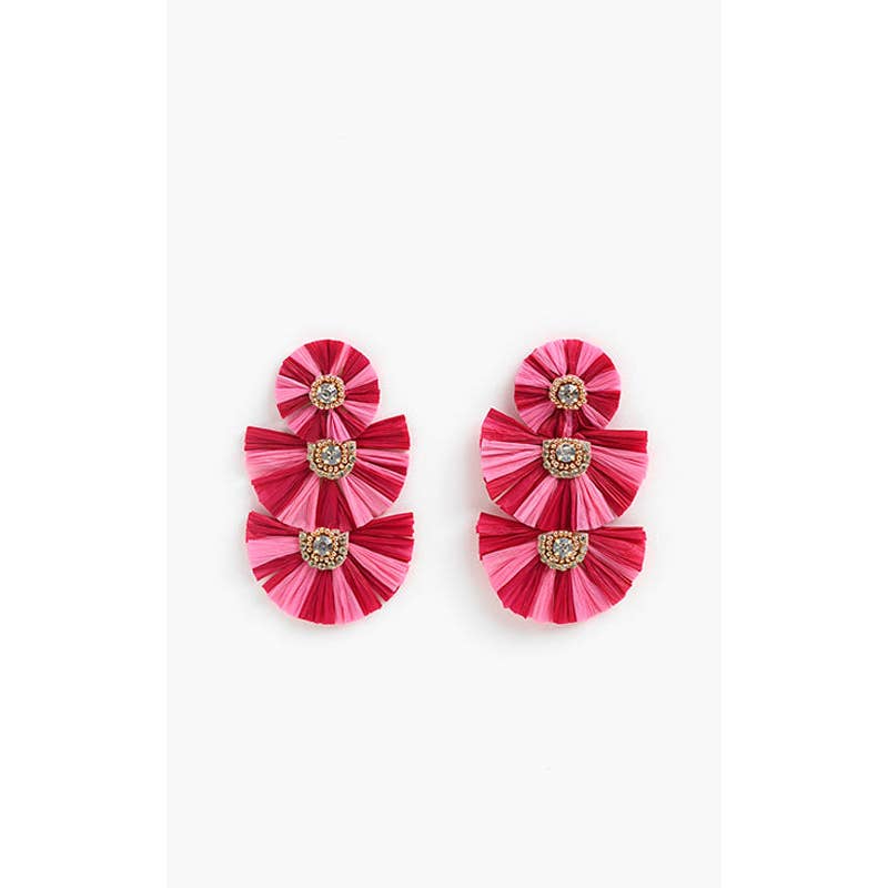 Pink Raffia Earrings