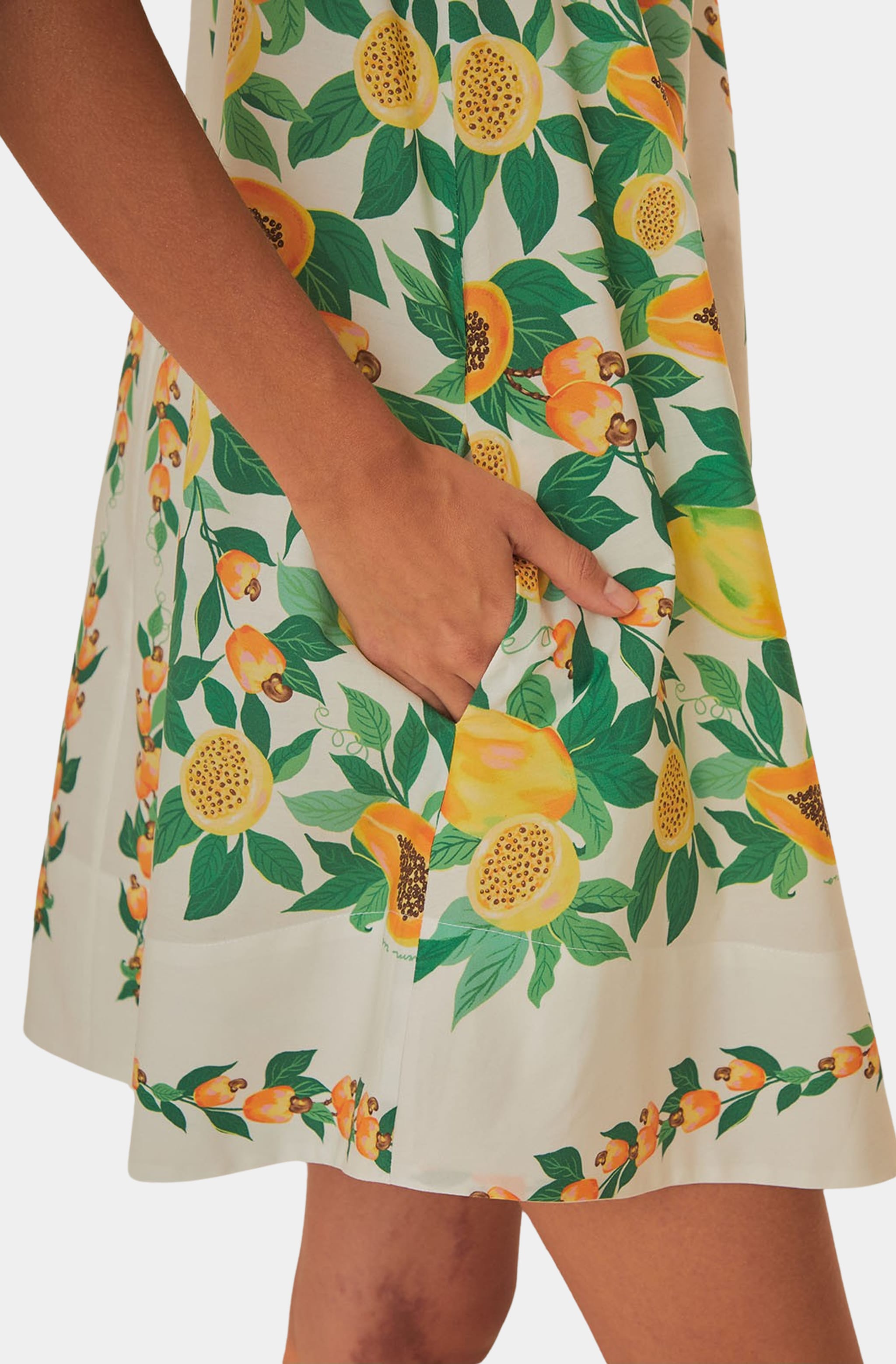 papaya salad scarf mini dress Farm Rio Papaya Salad Scarf Mini Dress In Papaya Salad Scarf Off-White - 50% Off