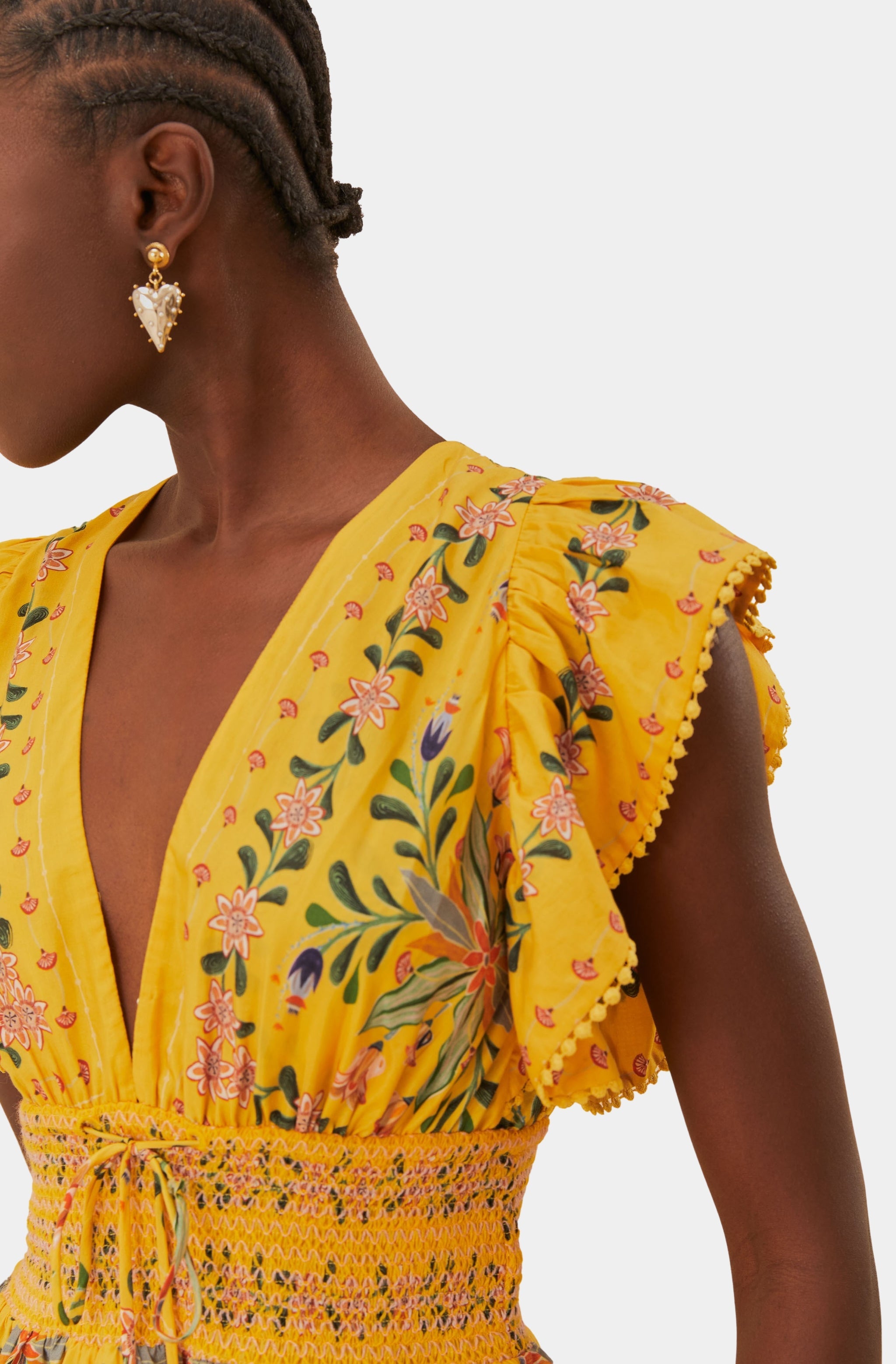 Delicate Flowers Stripes Yellow Blouse