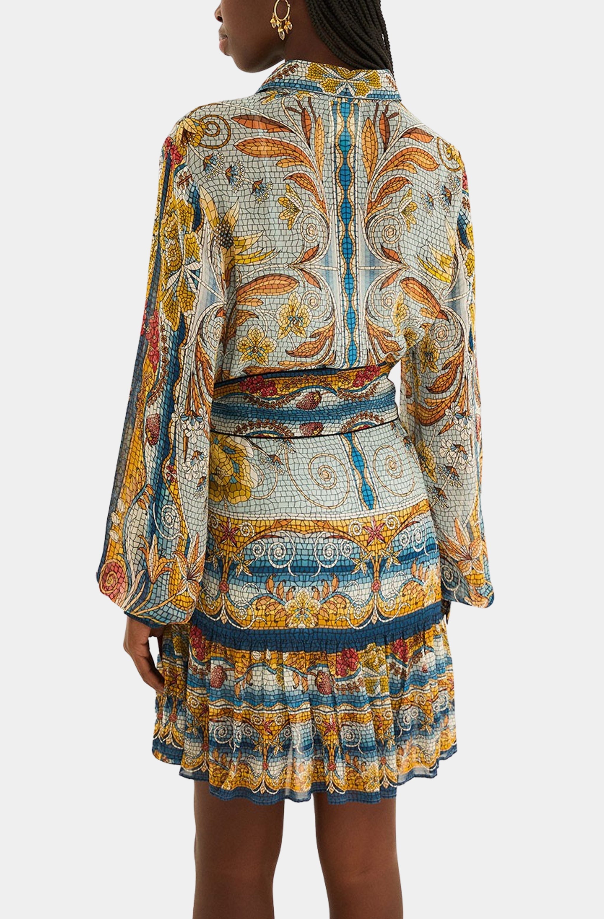 Mosaic Garden Soft Blue Mini Dress – Hemline Winter Park
