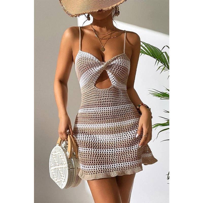 cutout beach dress South Beach abstract print mesh maxi beach dress with cutout detail in green multi