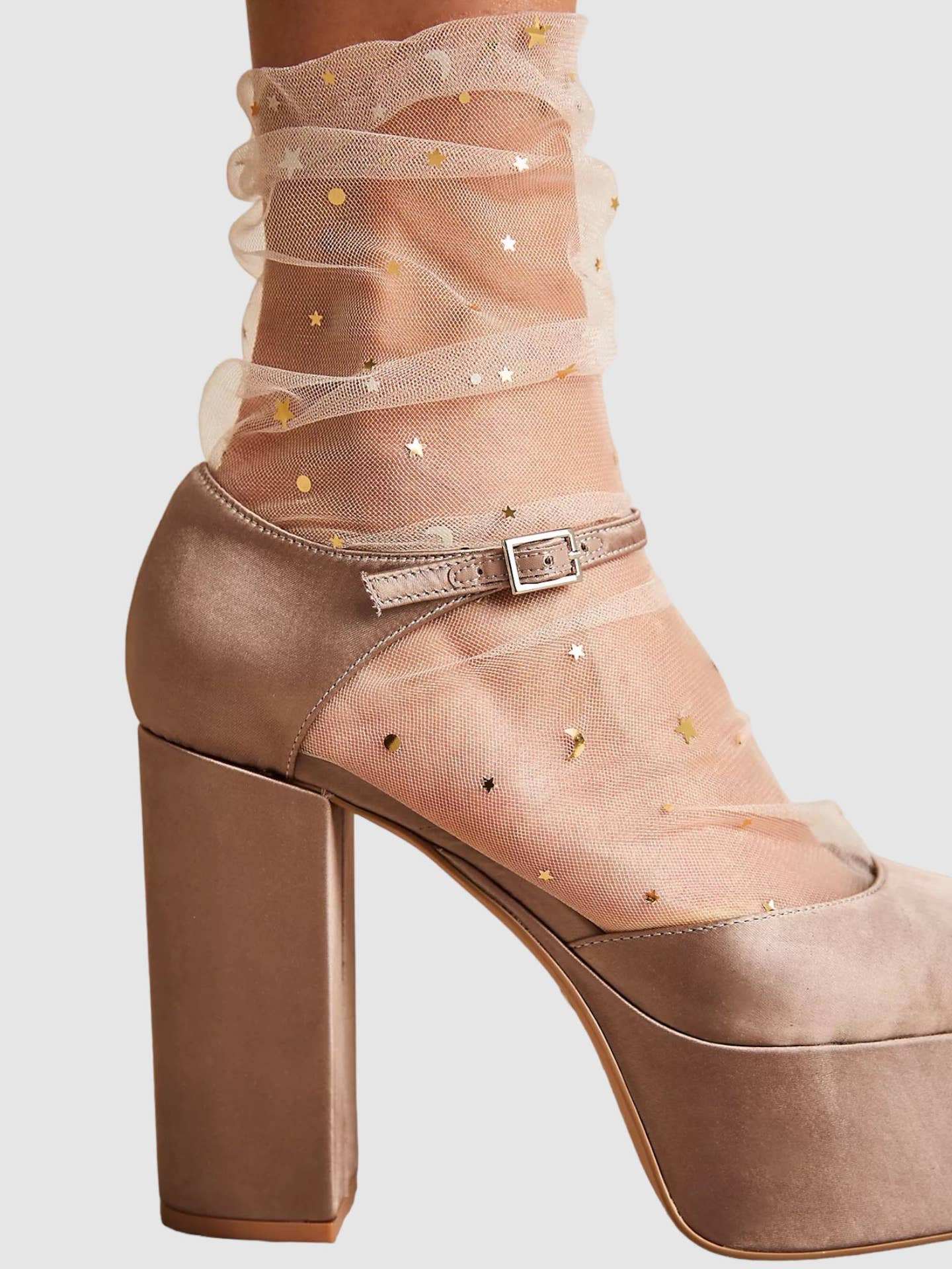 Nude Starry Sky Tulle Sock