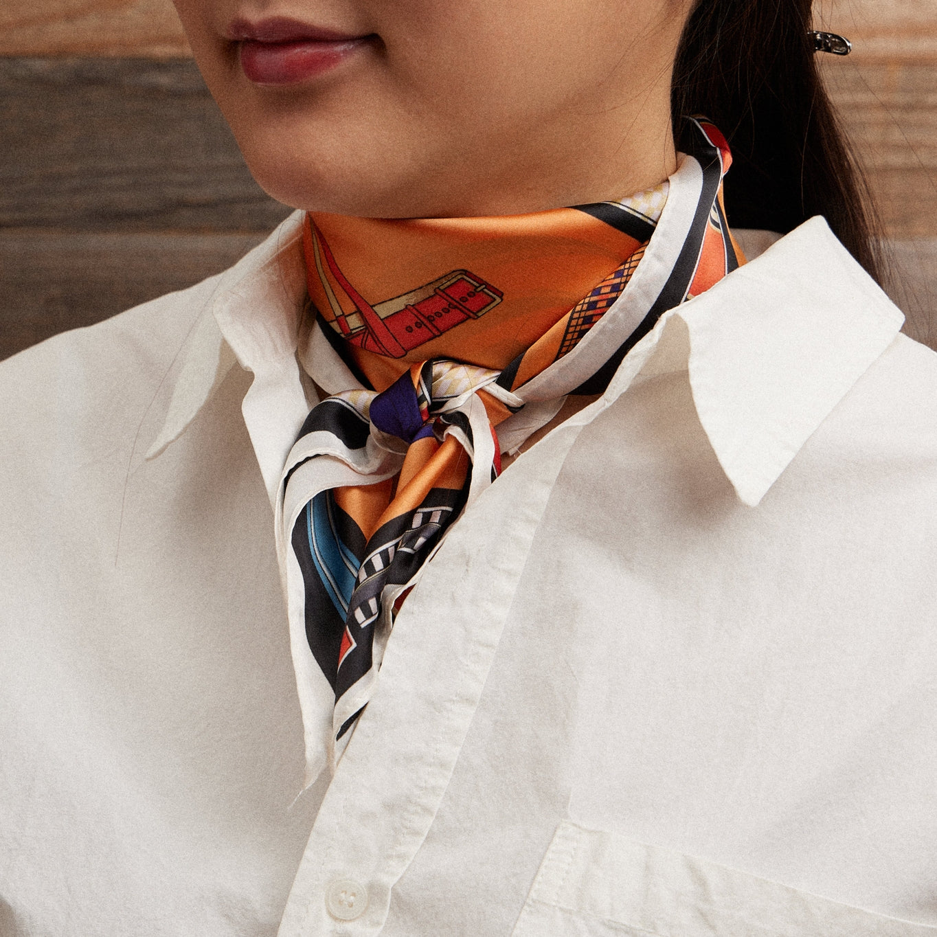 Equestrian Saddle & Tack Print Silk Square Scarf