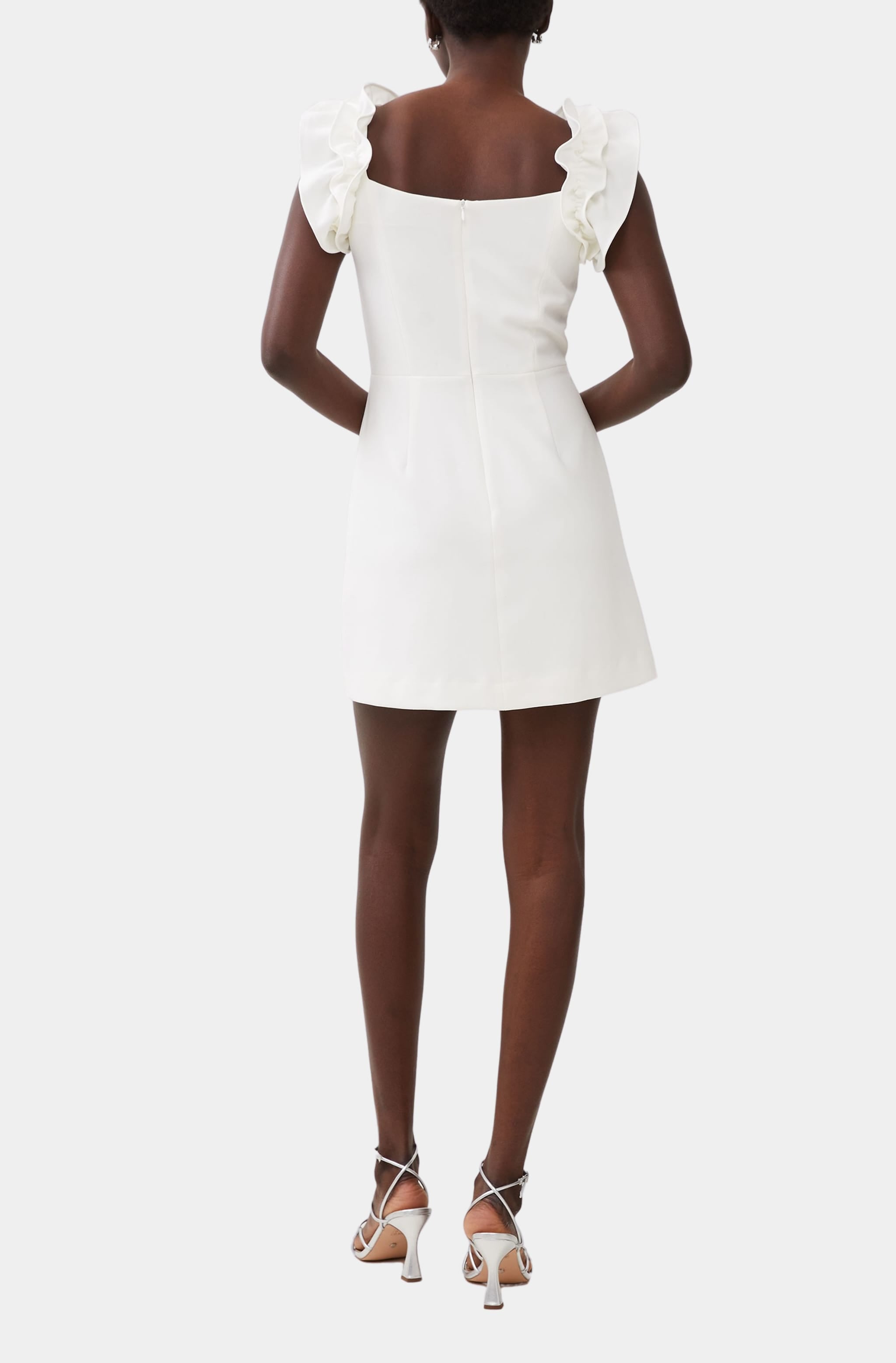 Whisper Sleeveless Ruffle Shoulder Dress