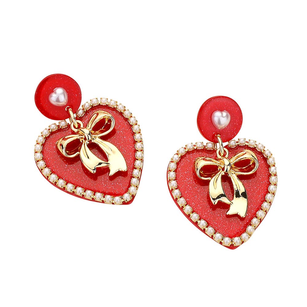Bow Heart Earrings