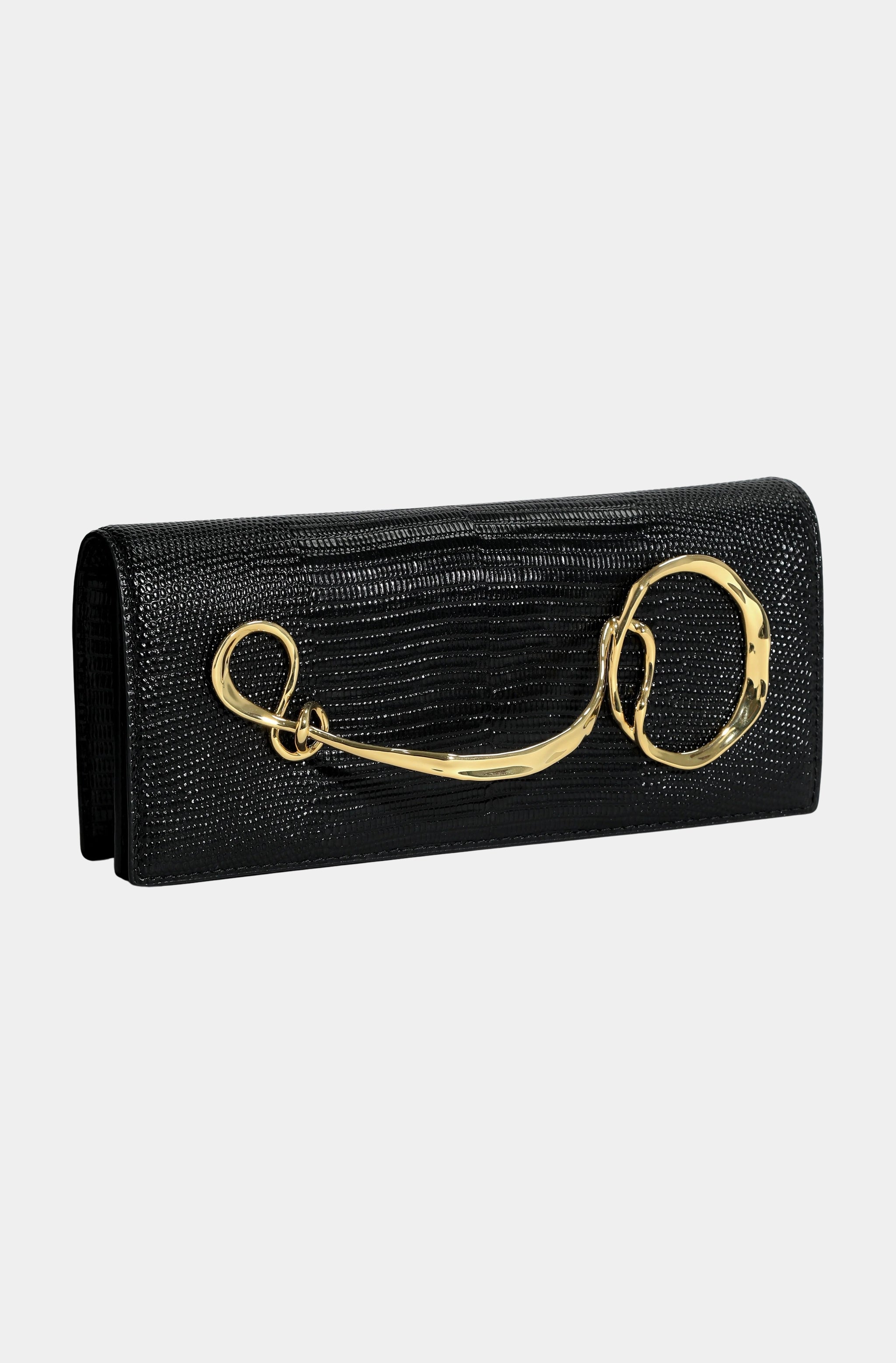 Twisted Gold Side Handle Clutch Purse