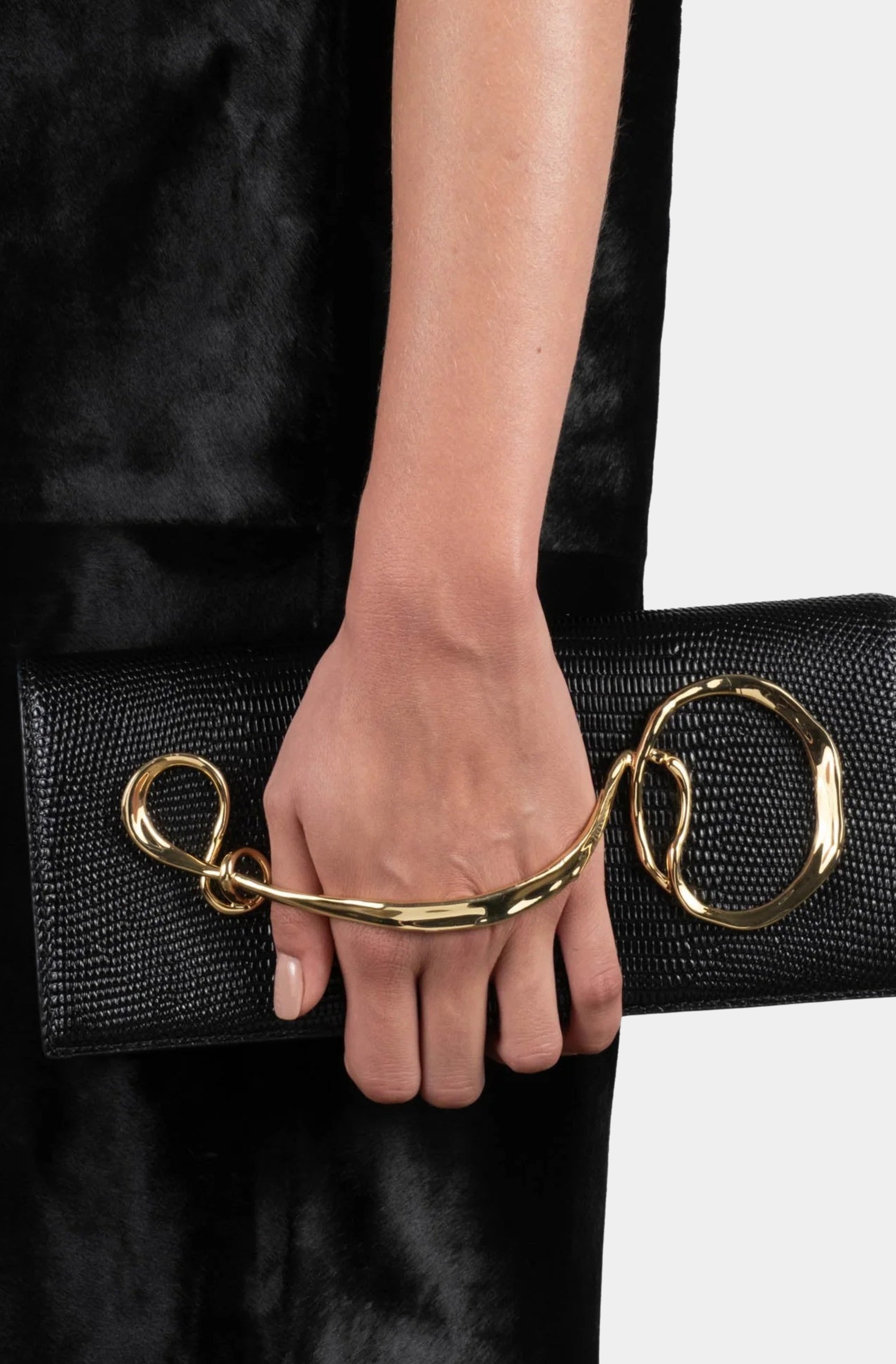 Twisted Gold Side Handle Clutch Purse