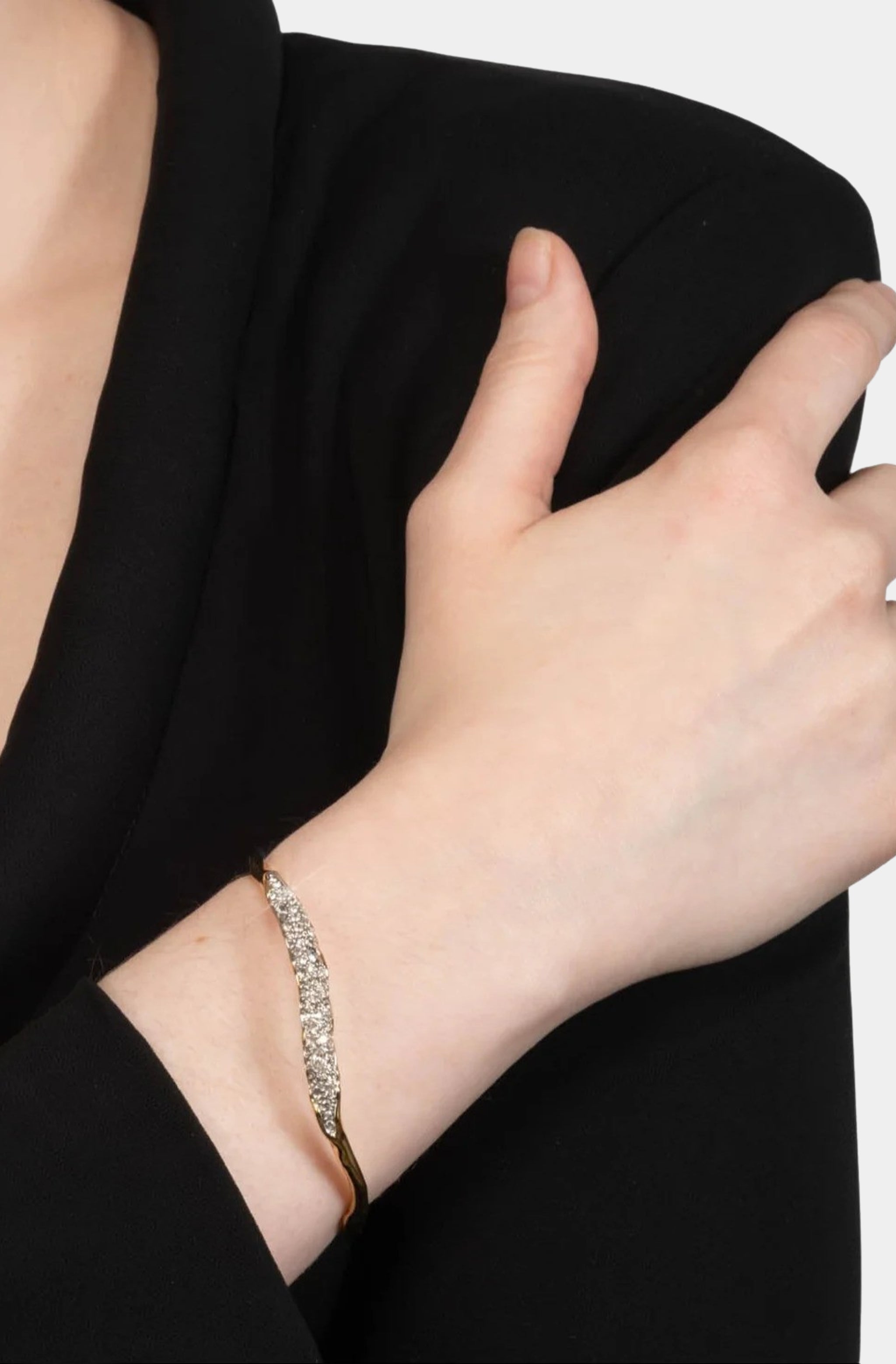 Solanales Gold Crystal Skinny Bangle Bracelet