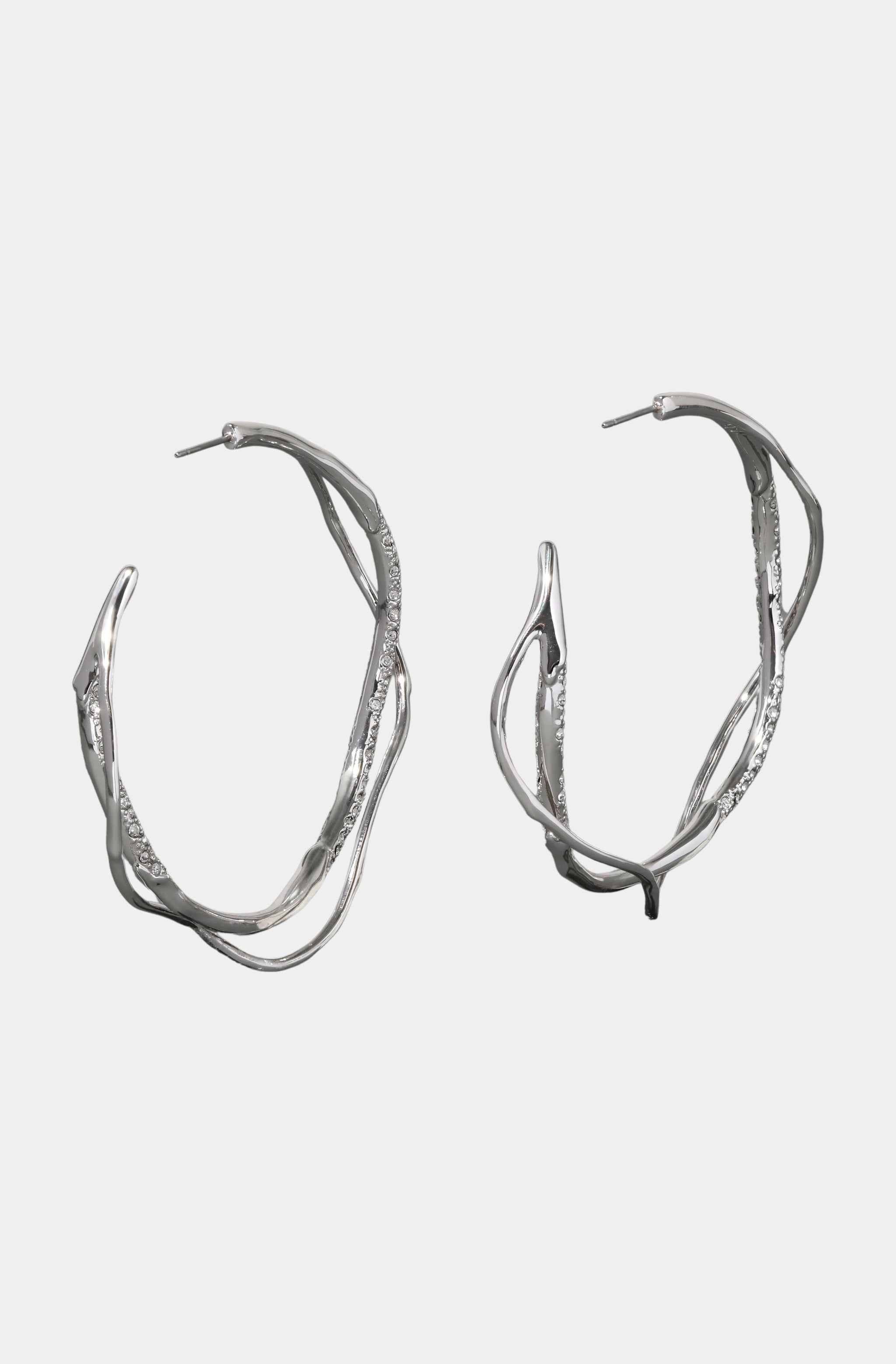 Intertwined Silver Pave Hoop Earring