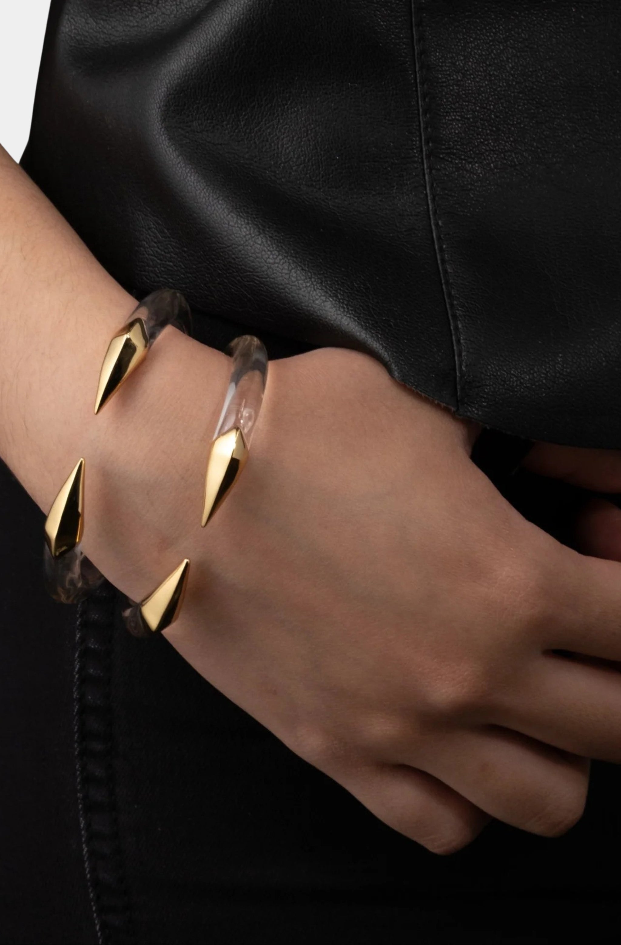 Mirrored Pyramid Lucite Brake Hinge Bracelet