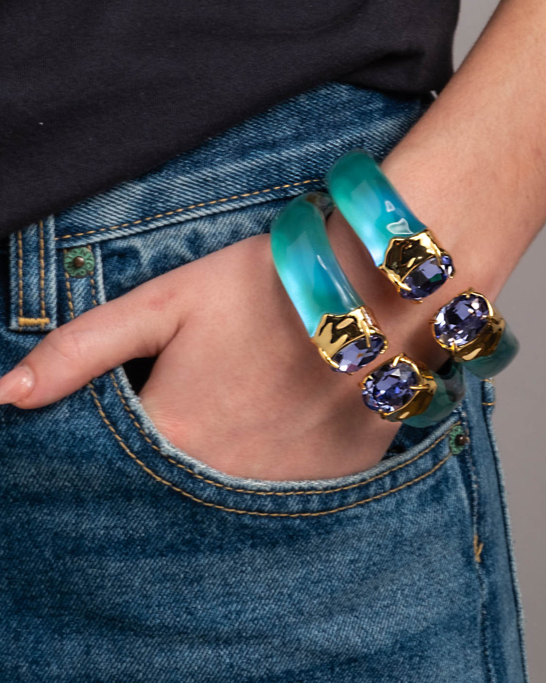 Bonbon Crystal Lucite Hinge Bracelet