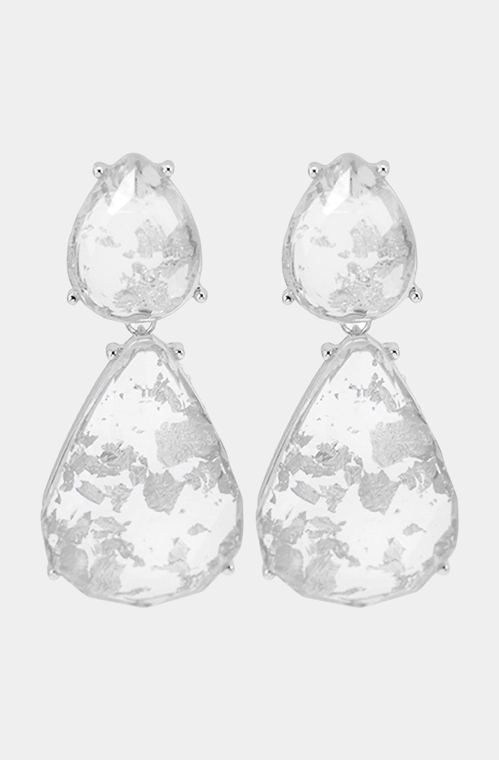 Gold Flake Double Ice Teardrop Earrings