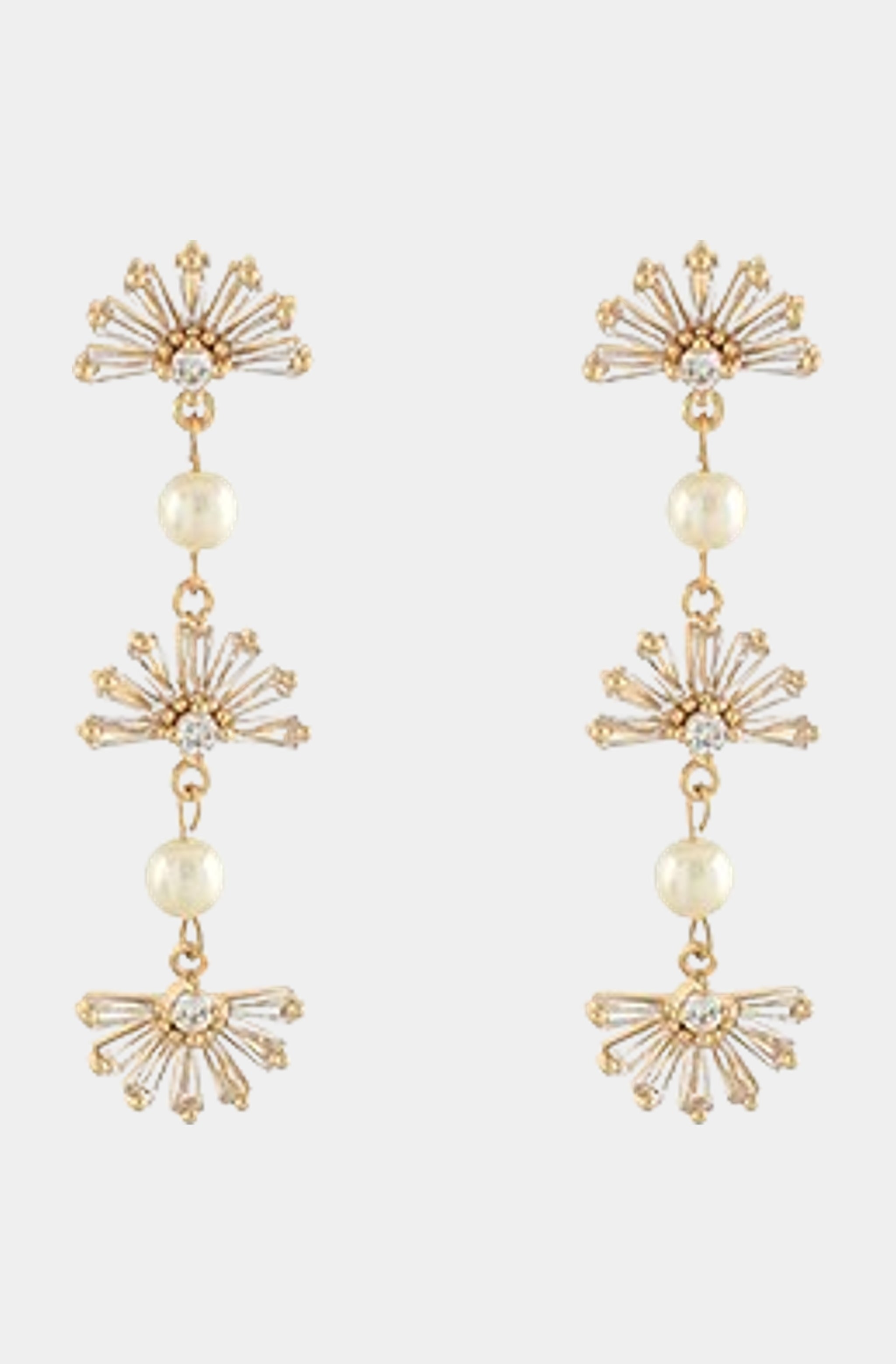 Tia Linear Baguette Fan Shape Earrings