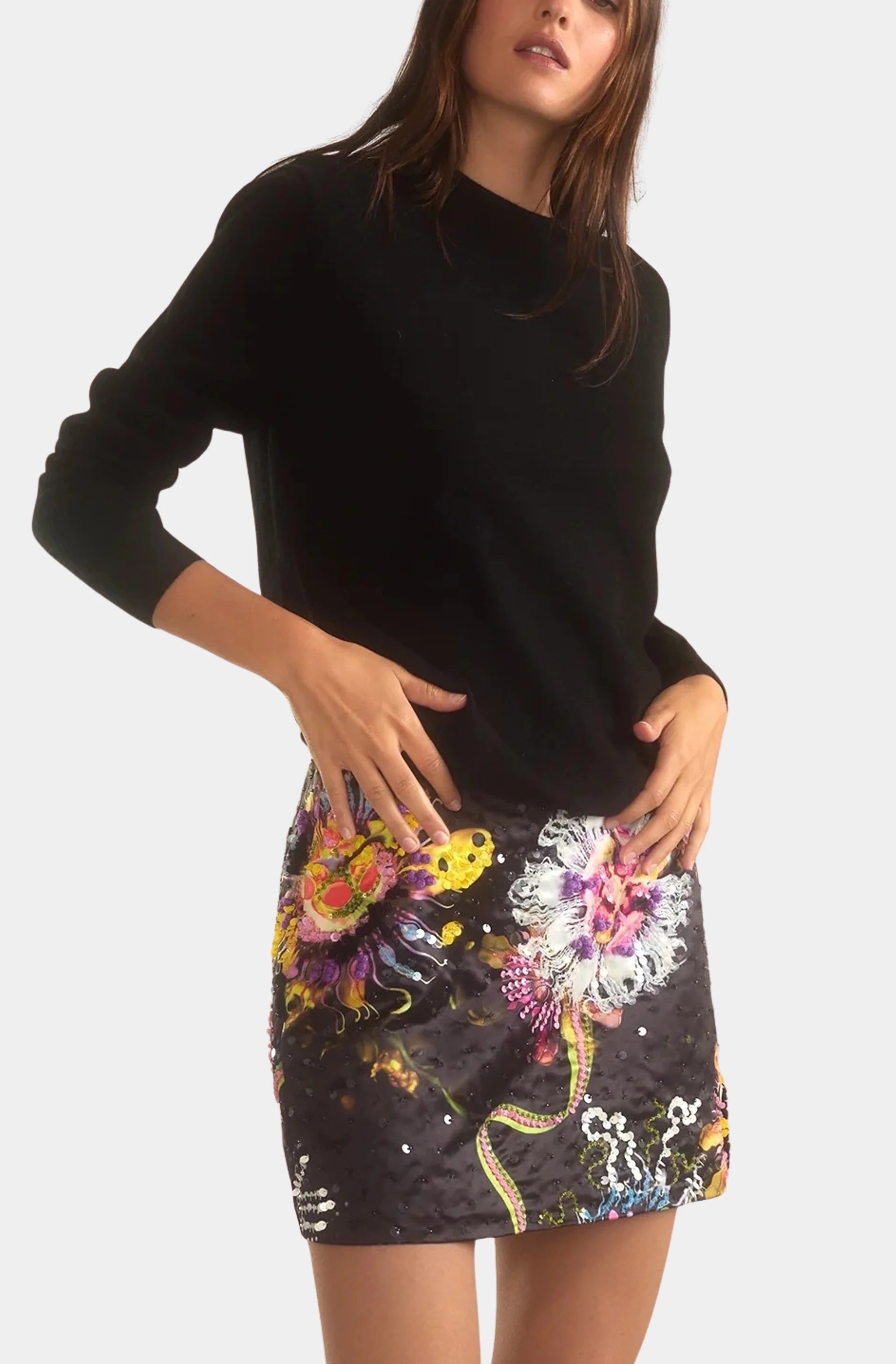 Embellished Satin Skirt