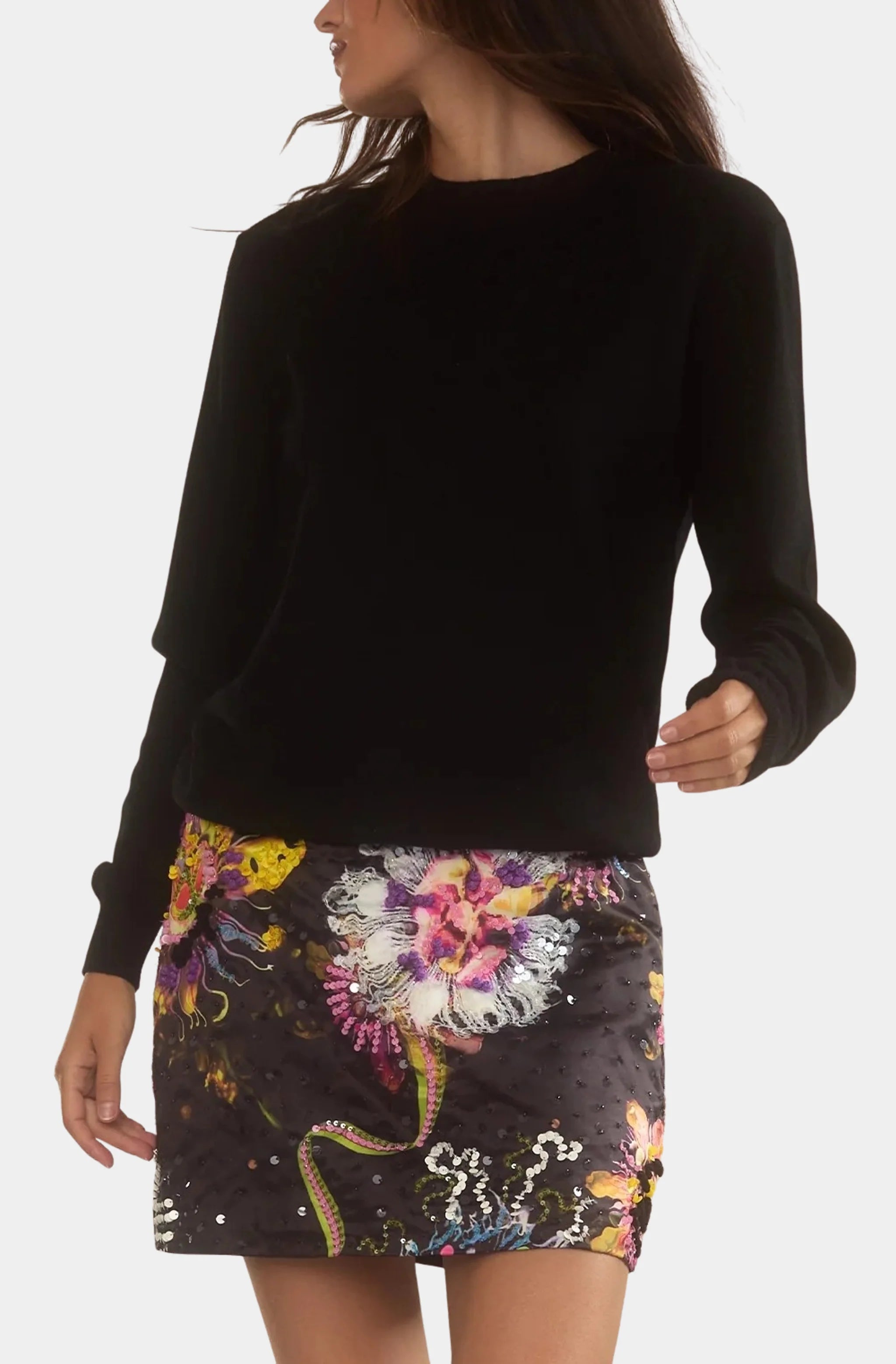 Embellished Satin Skirt