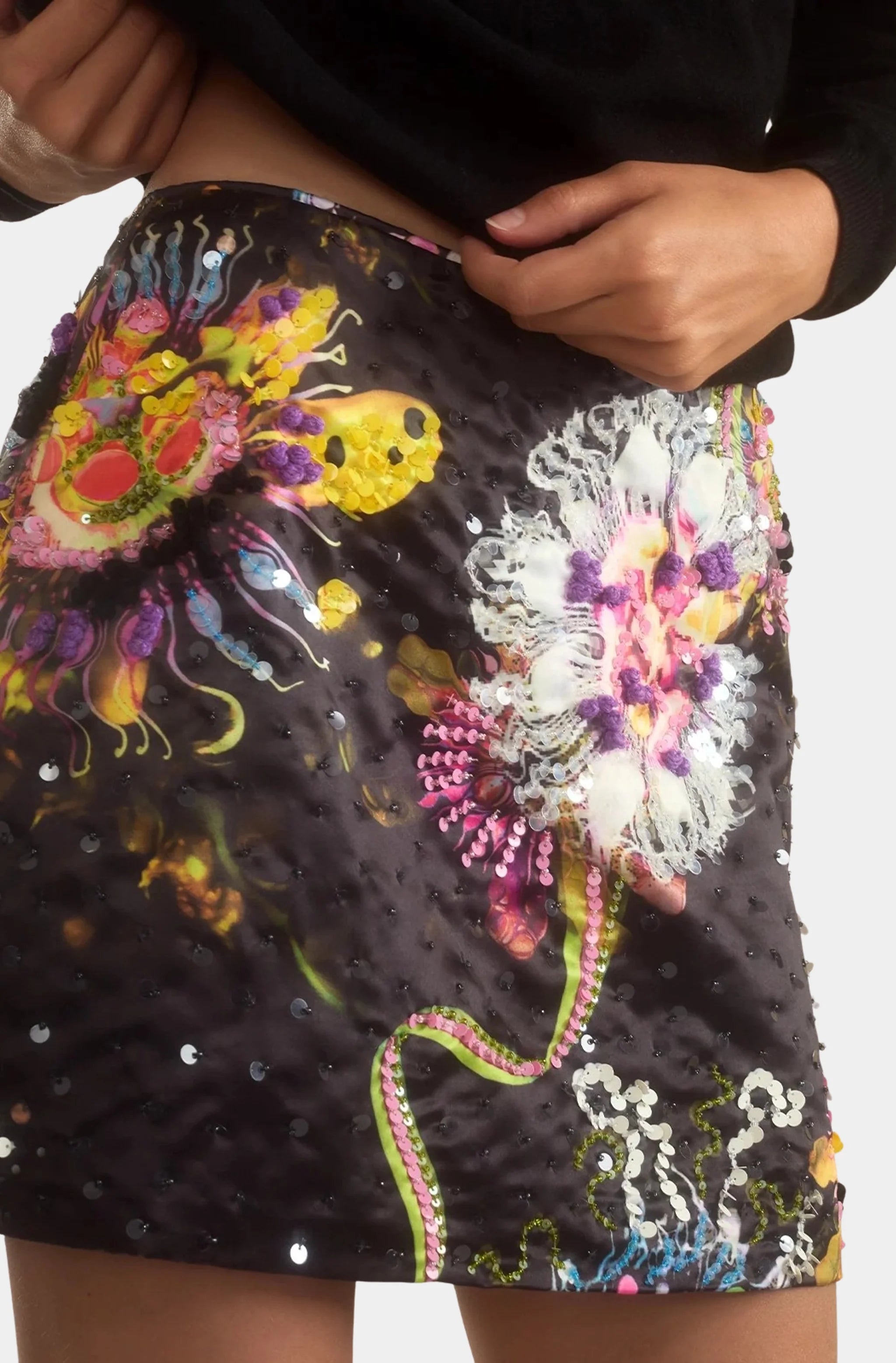 Embellished Satin Skirt