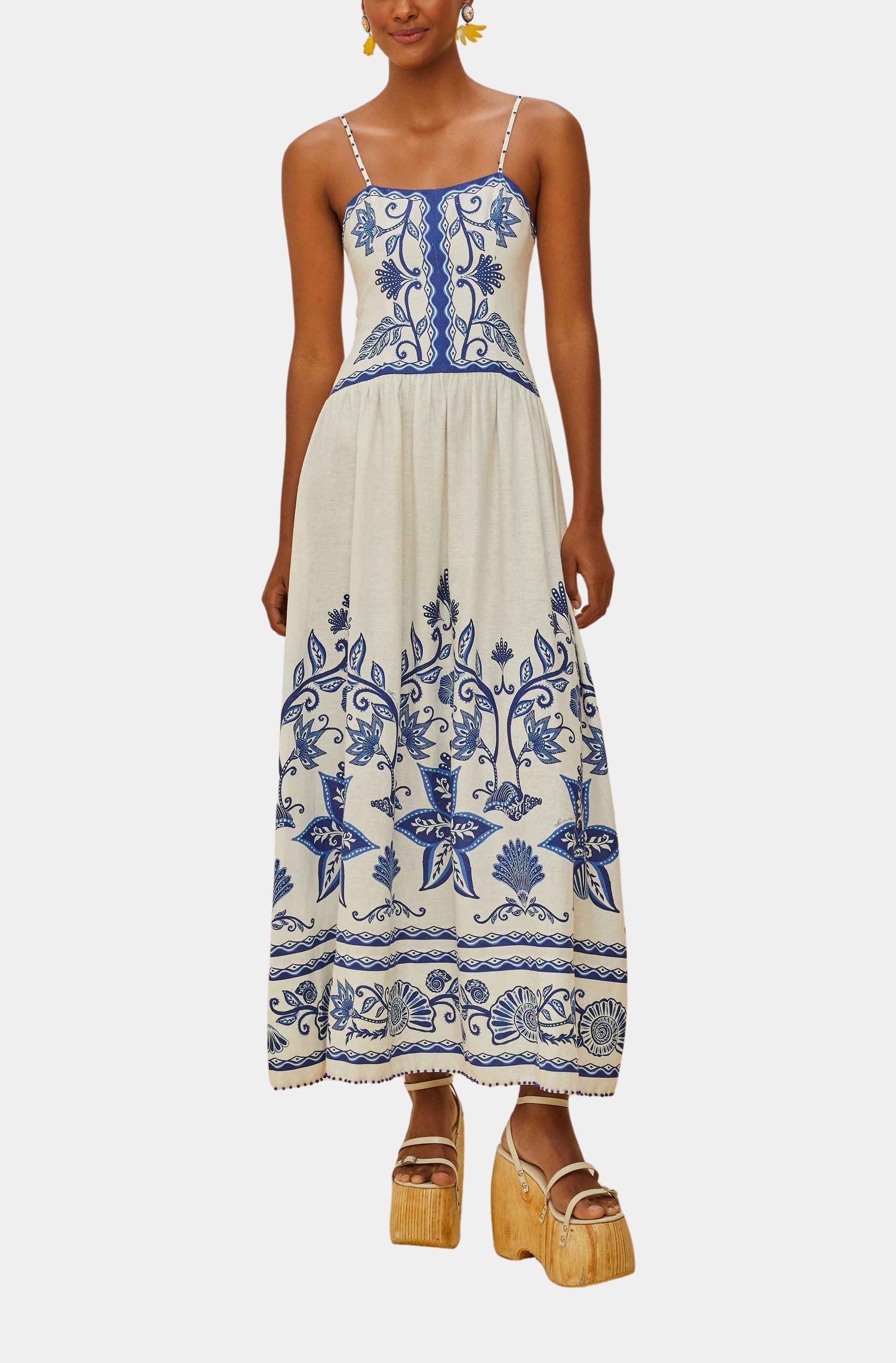 Shell Garden Off-White Sleeveless Midi Dress
