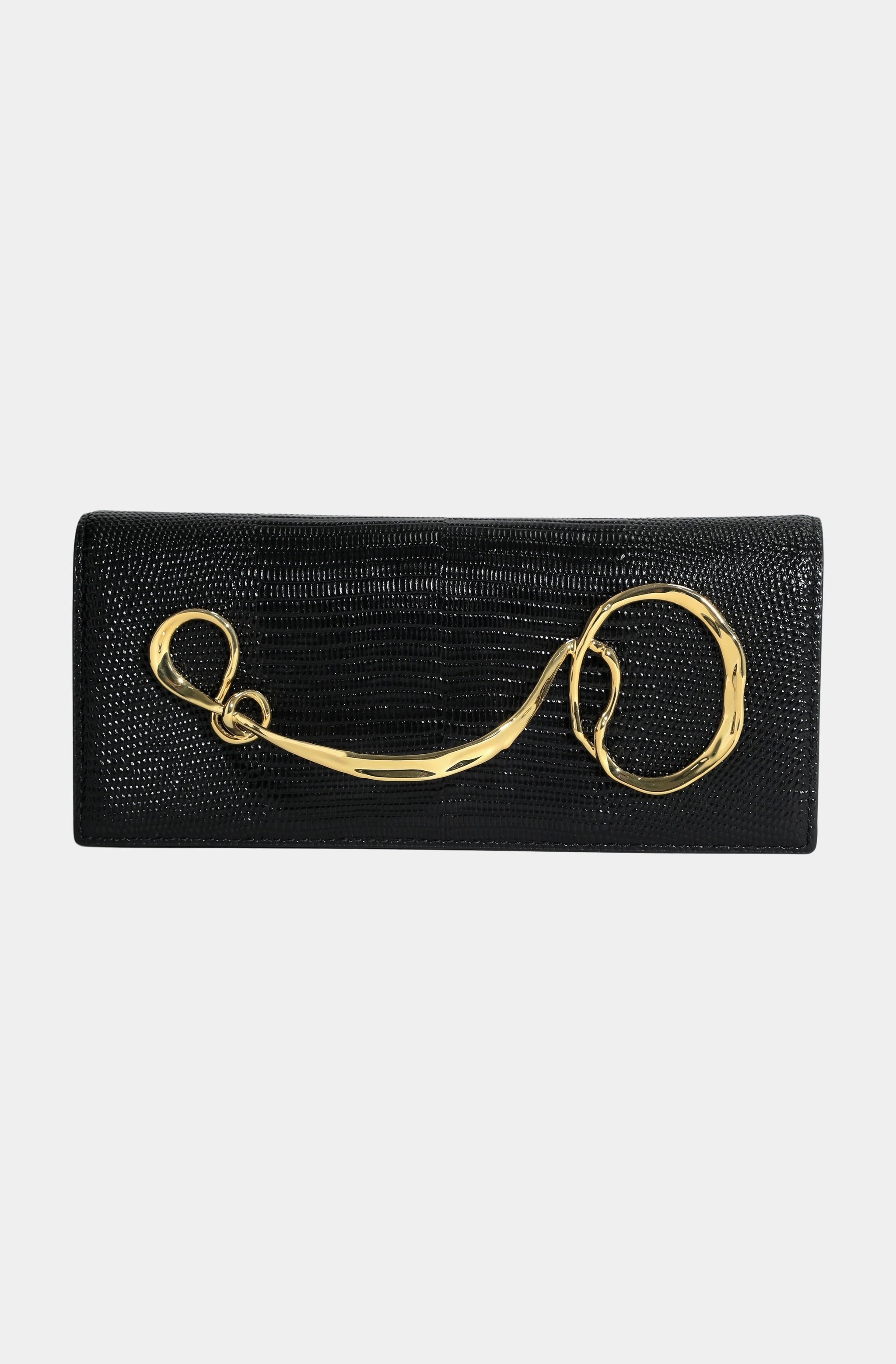 Twisted Gold Side Handle Clutch Purse