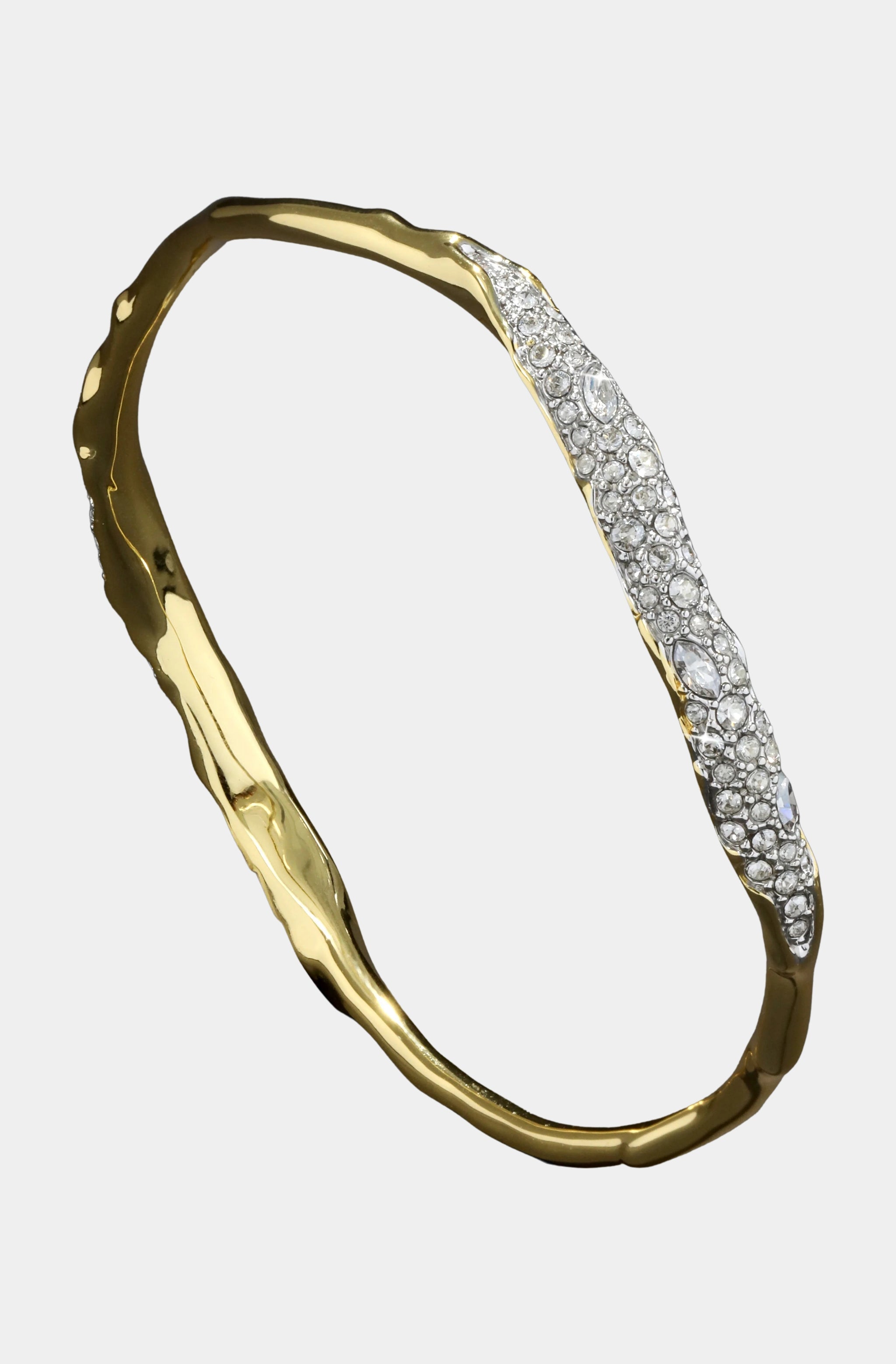 Solanales Gold Crystal Skinny Bangle Bracelet
