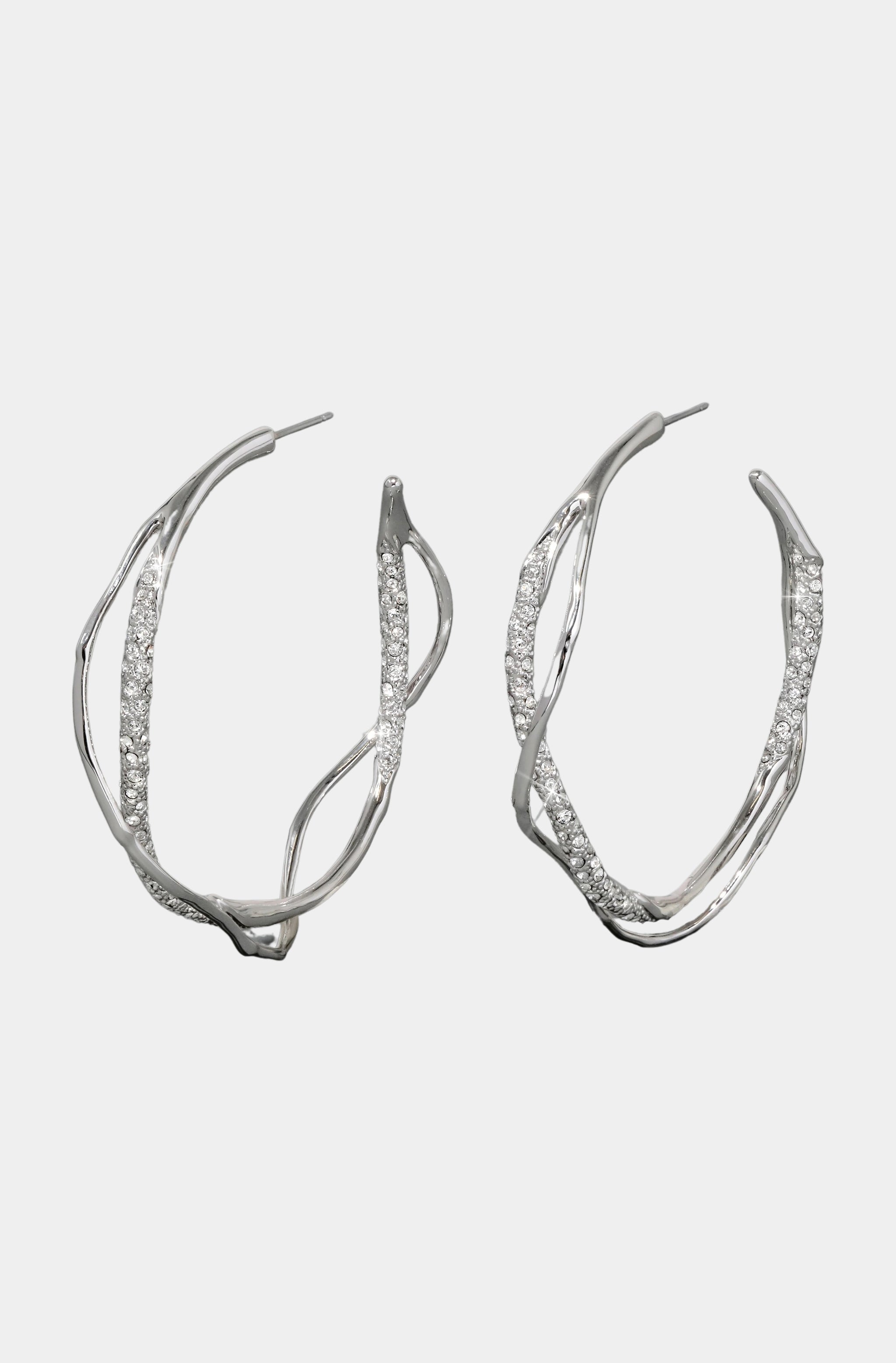 Intertwined Silver Pave Hoop Earring