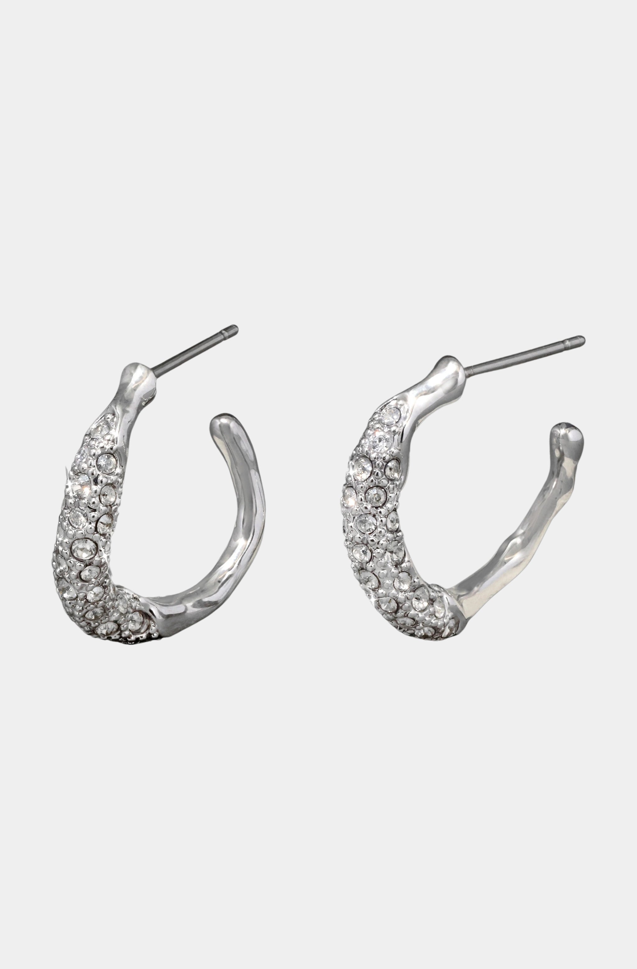 Solanales Silver Crystal Twist Mini Hoop Earring