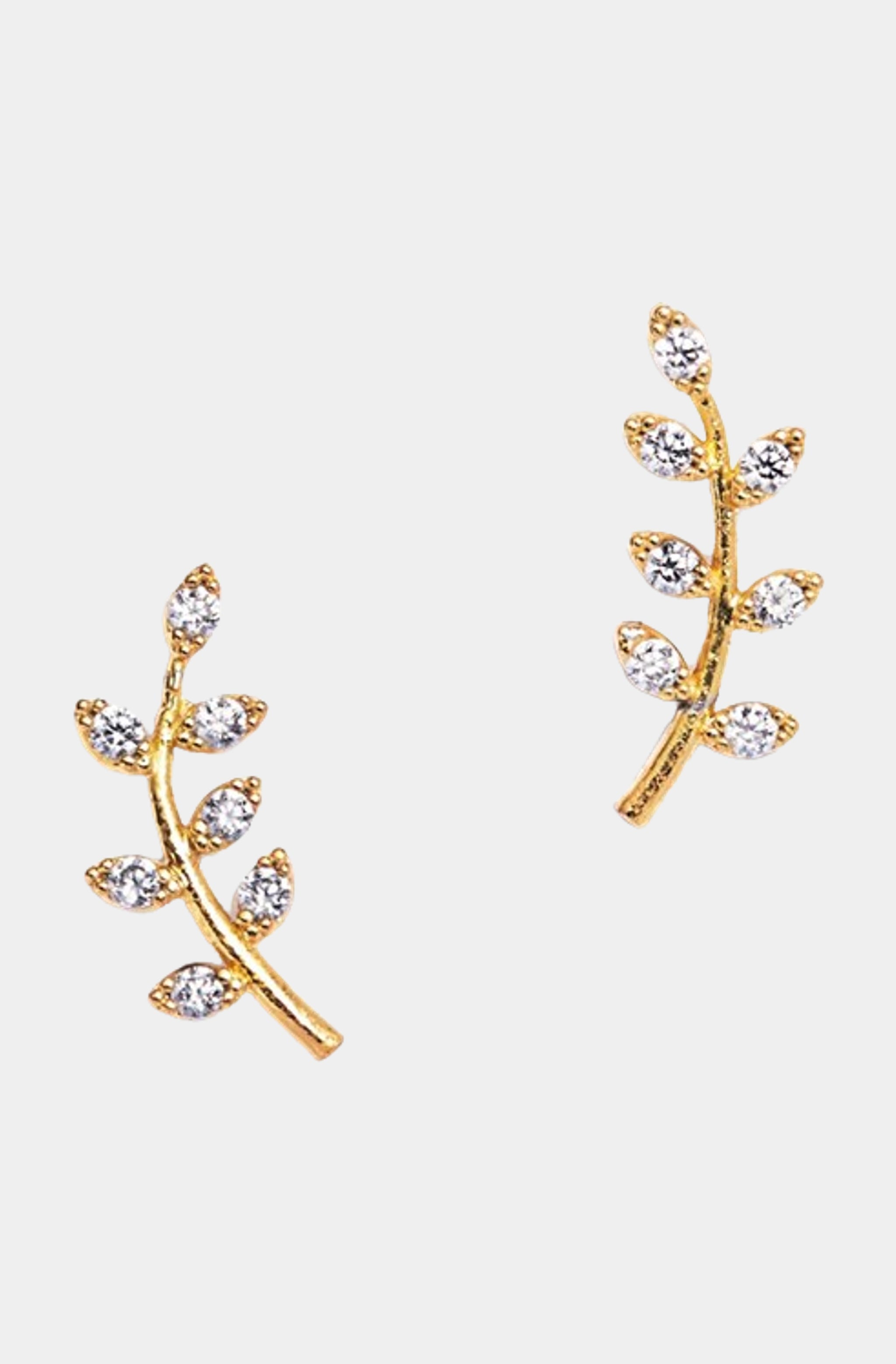 CZ Leaf Stud Earrings