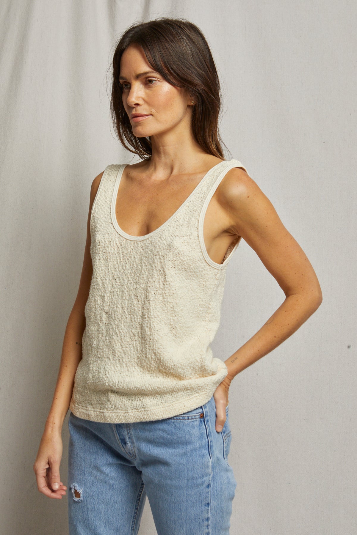 Stacey Cotton Slub Mesh Tank