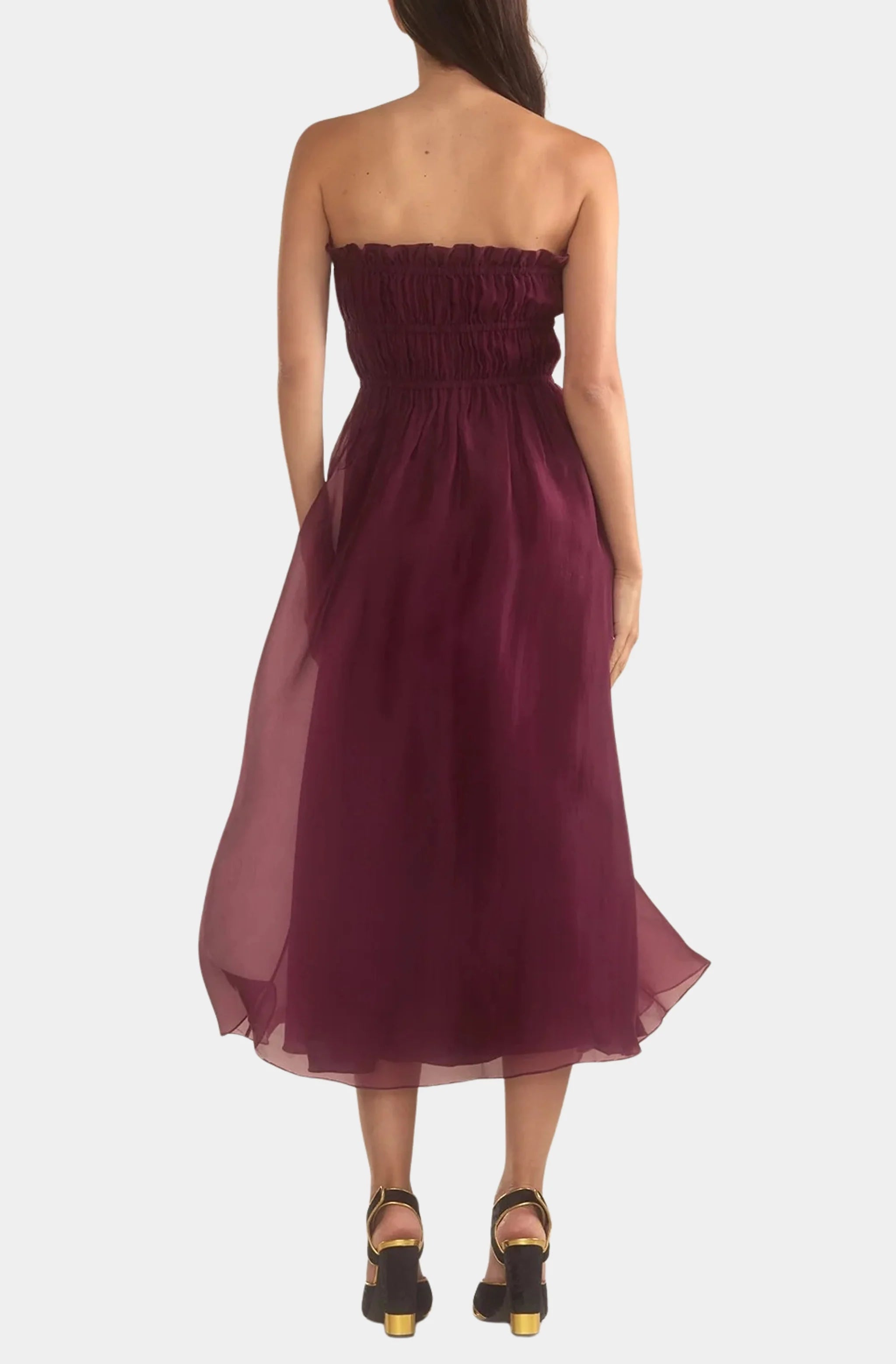 Strapless Silk Organza Buckle Straps Dress