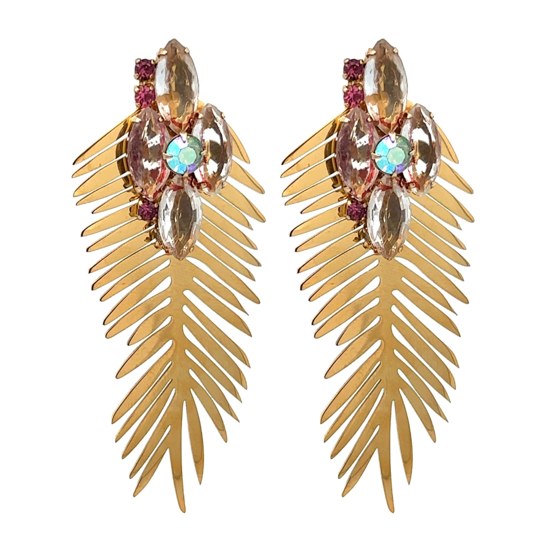 Fronds With Benefits Rhinestone 23 Earrings