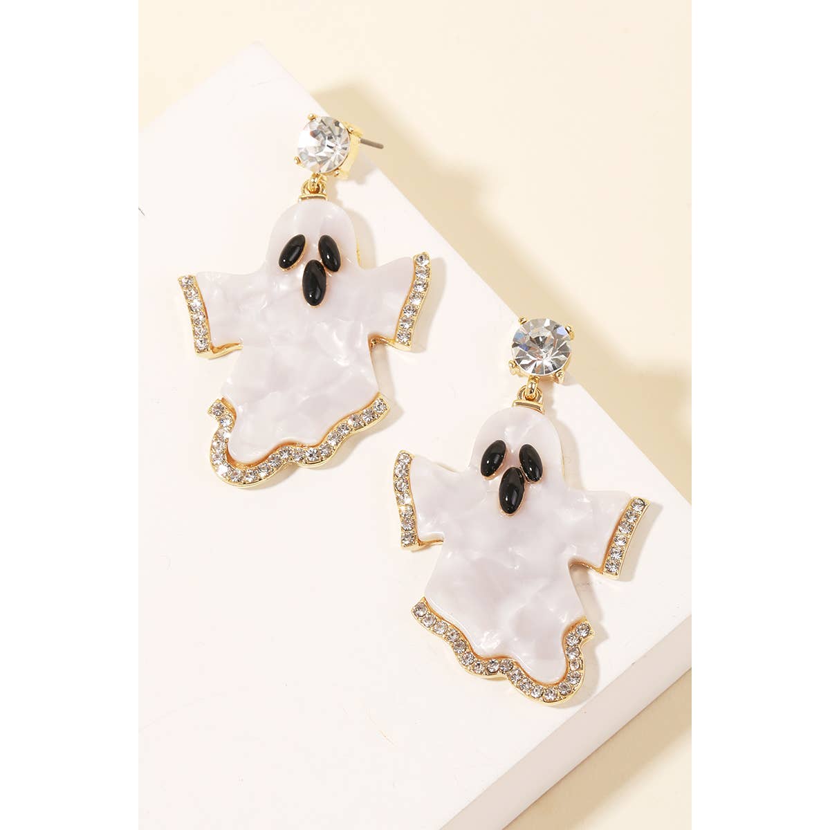 Rhinestone Studded Ghost Drop Earrings