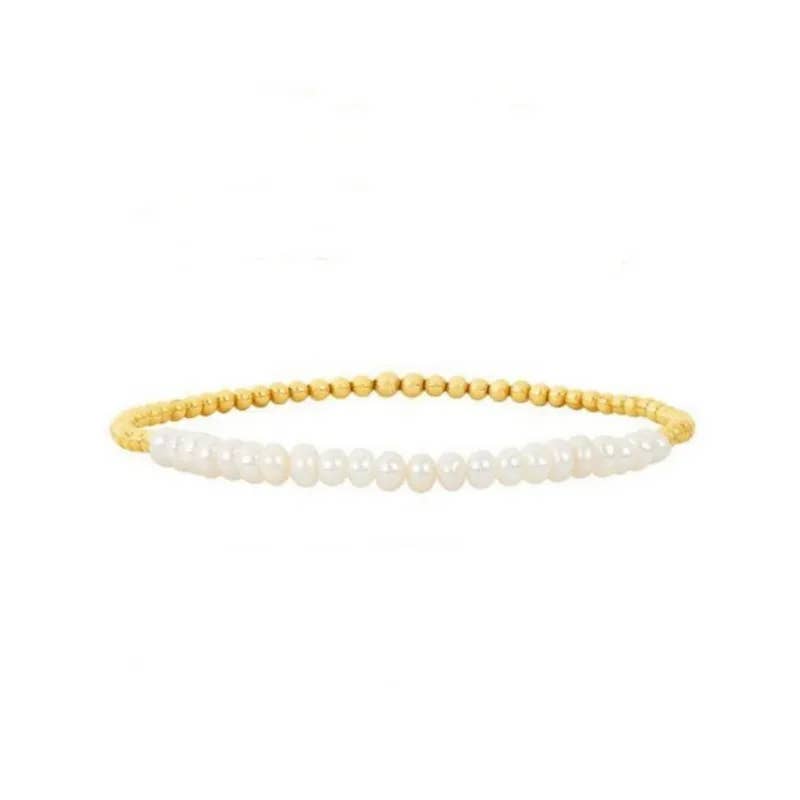 Pearl and Gold Beaded Ball Bracelet