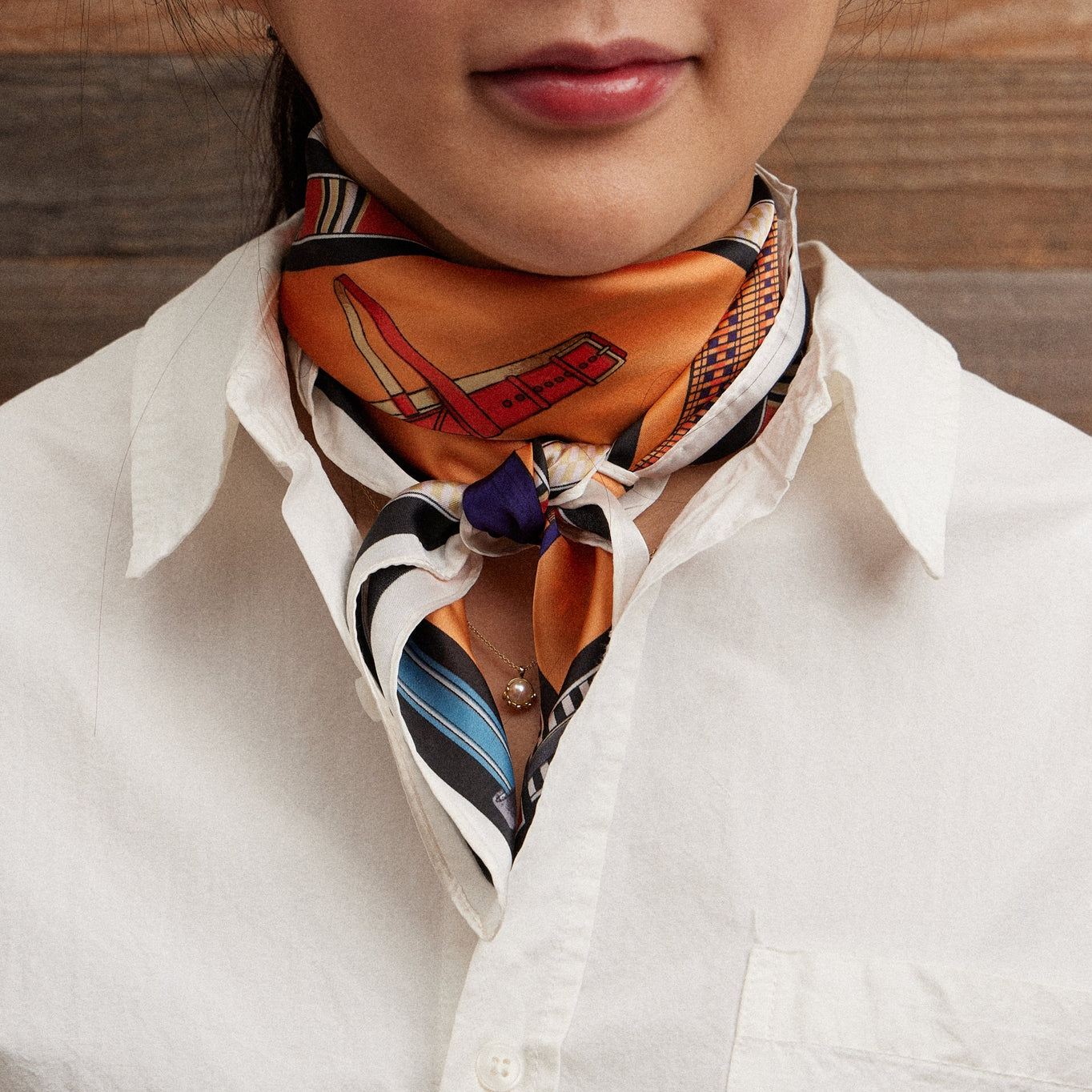 Equestrian Saddle & Tack Print Silk Square Scarf