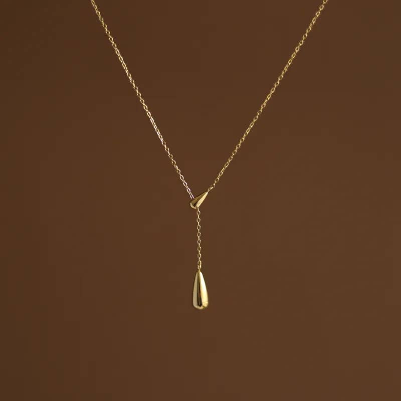 Gold Water Drop Necklace Chain Pendant