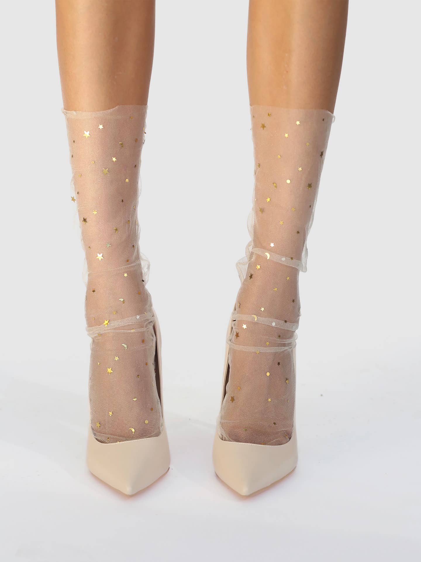 Nude Starry Sky Tulle Sock