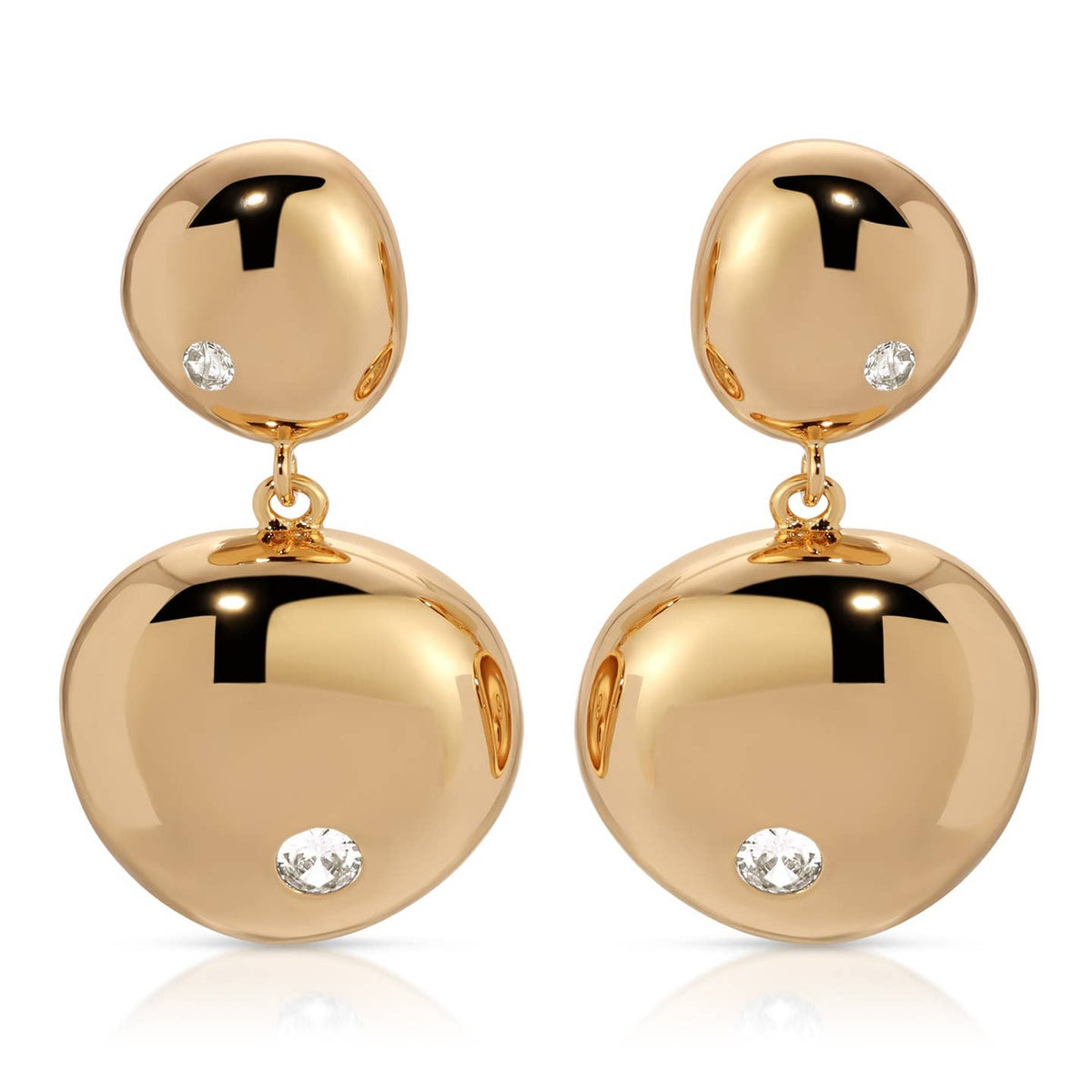 Polished Double Pebble Drop Earrings