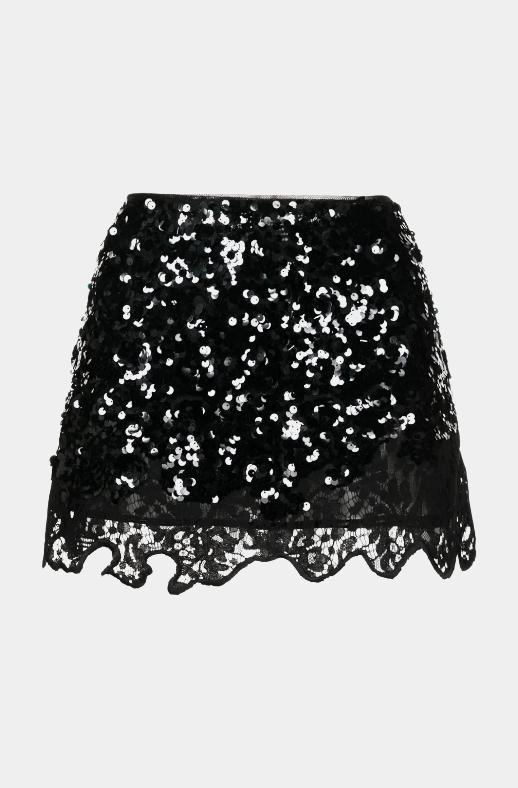 Lace Sequin Mini Skirt