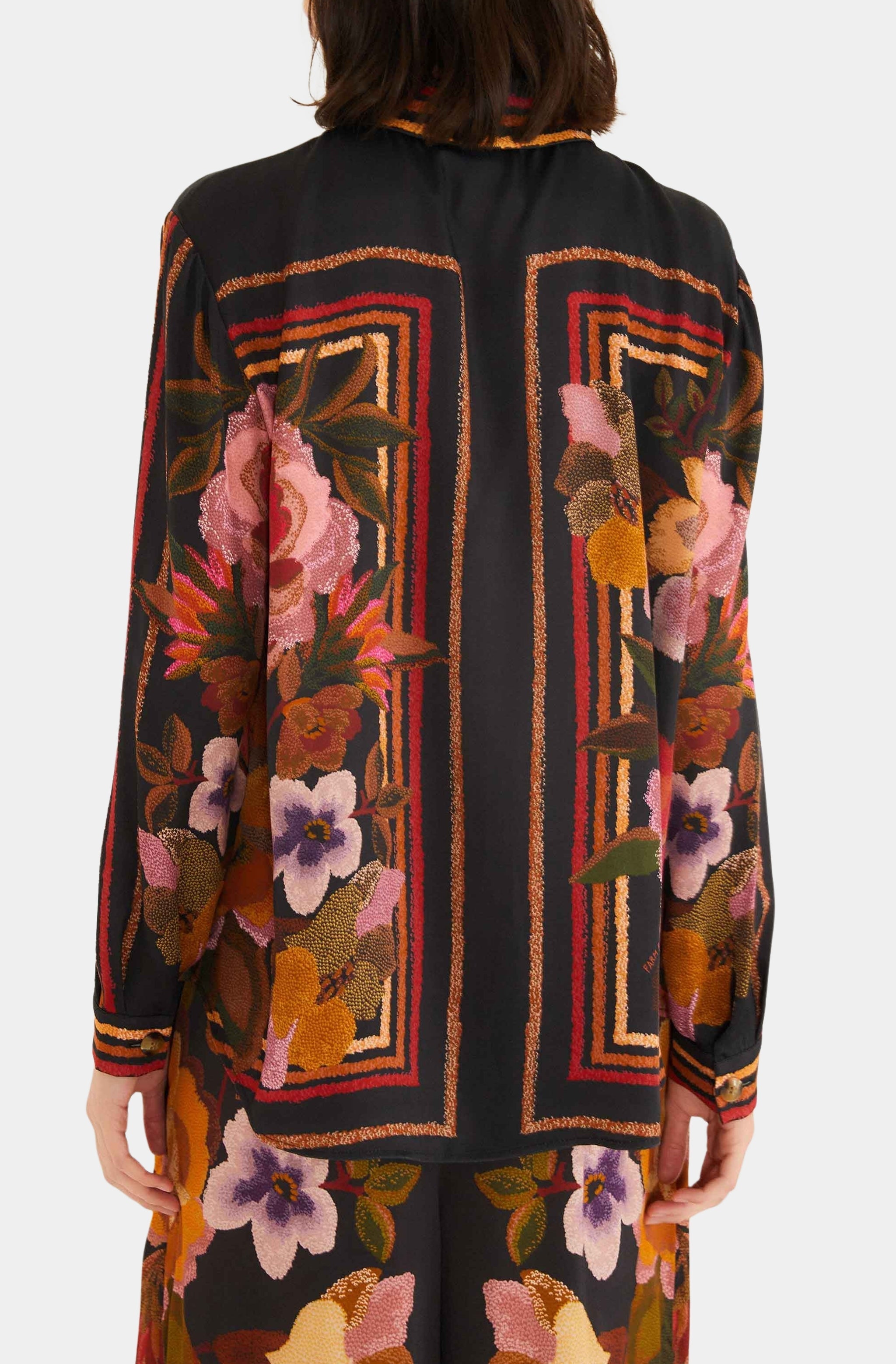 Chenille Flowers Black Shirt