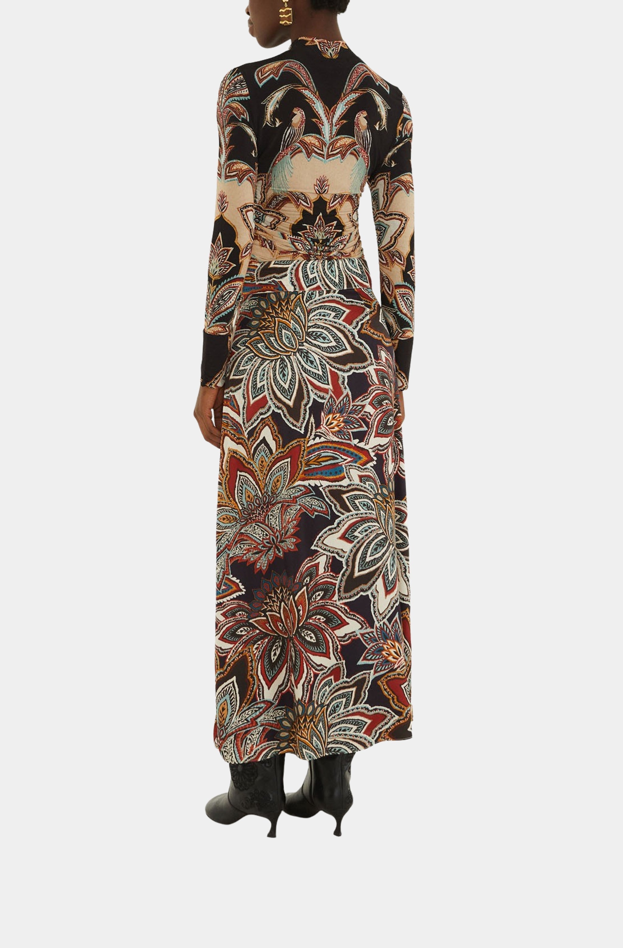 Tapestry Flowers Beige Maxi Skirt