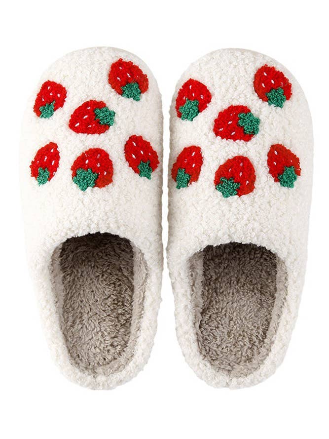 Cozy Warm Strawberry Flurry Knit Slippers