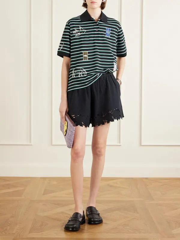 Eleannora Embroidered Cotton Shorts