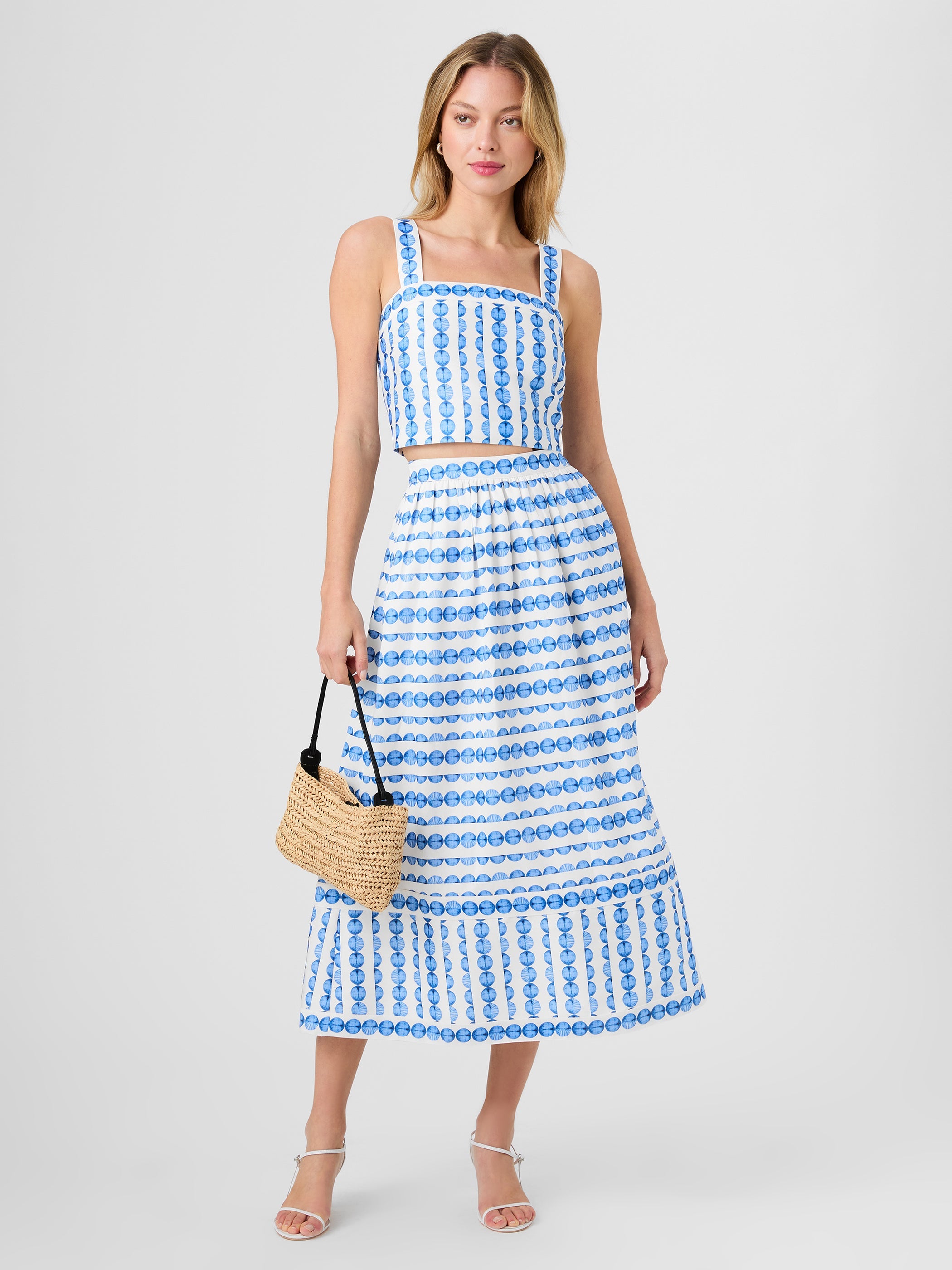 Structured Taffeta Midi Skirt