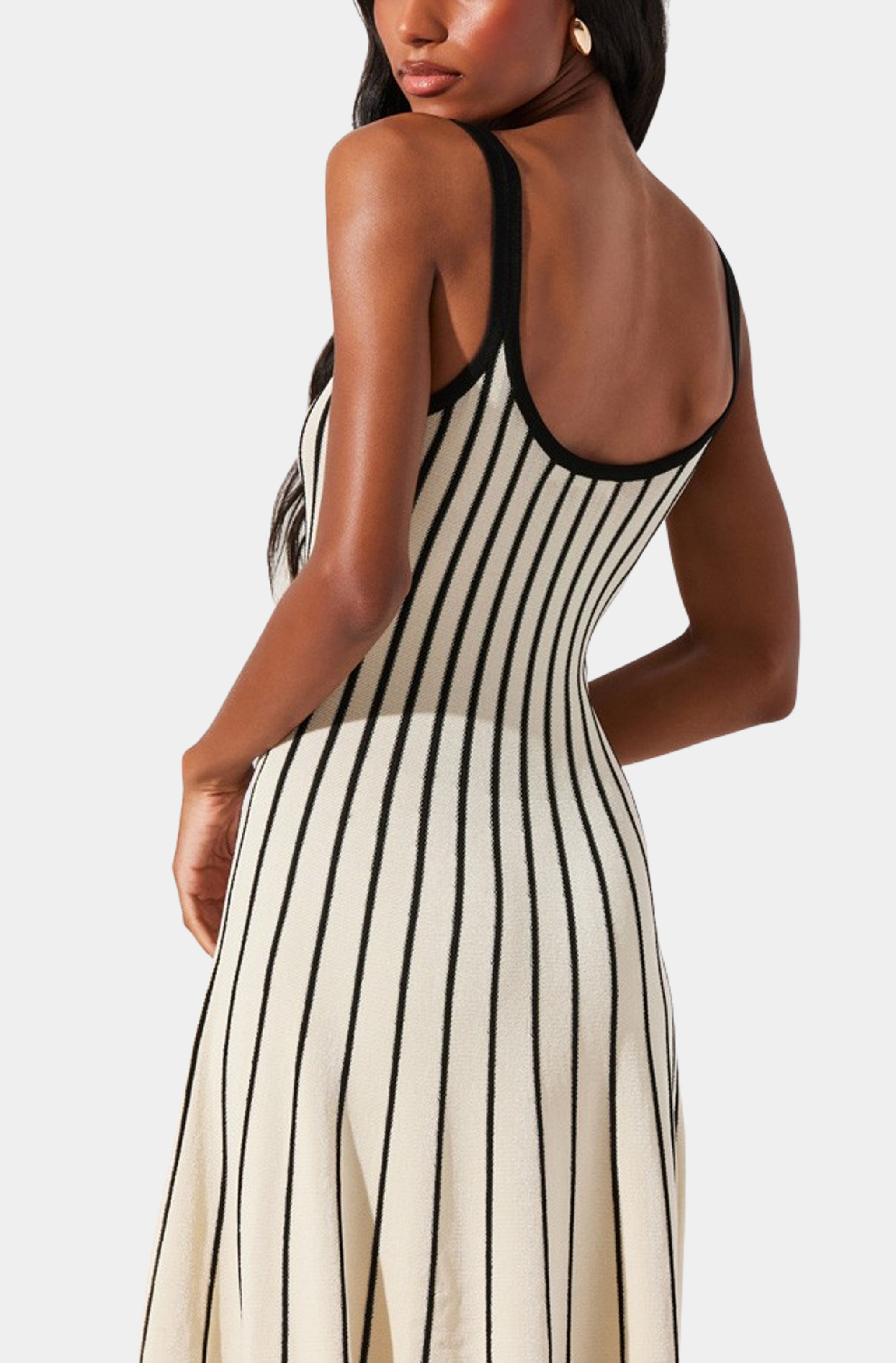irecia stripe sweater midi dress ASTR the Label | Irecia Stripe Sweater Midi Dress in Stripe Black Cream