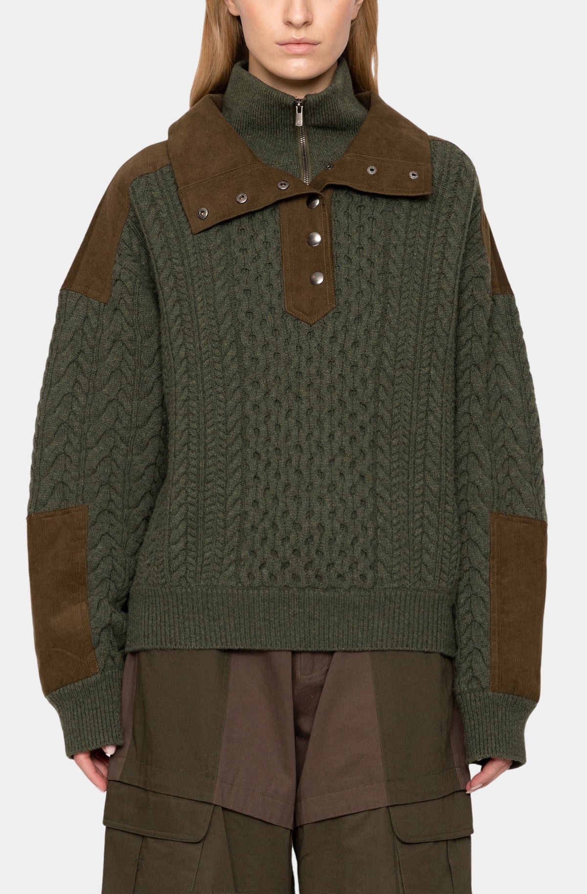 Alen Cable Half Zip Dbl Layer Sweater